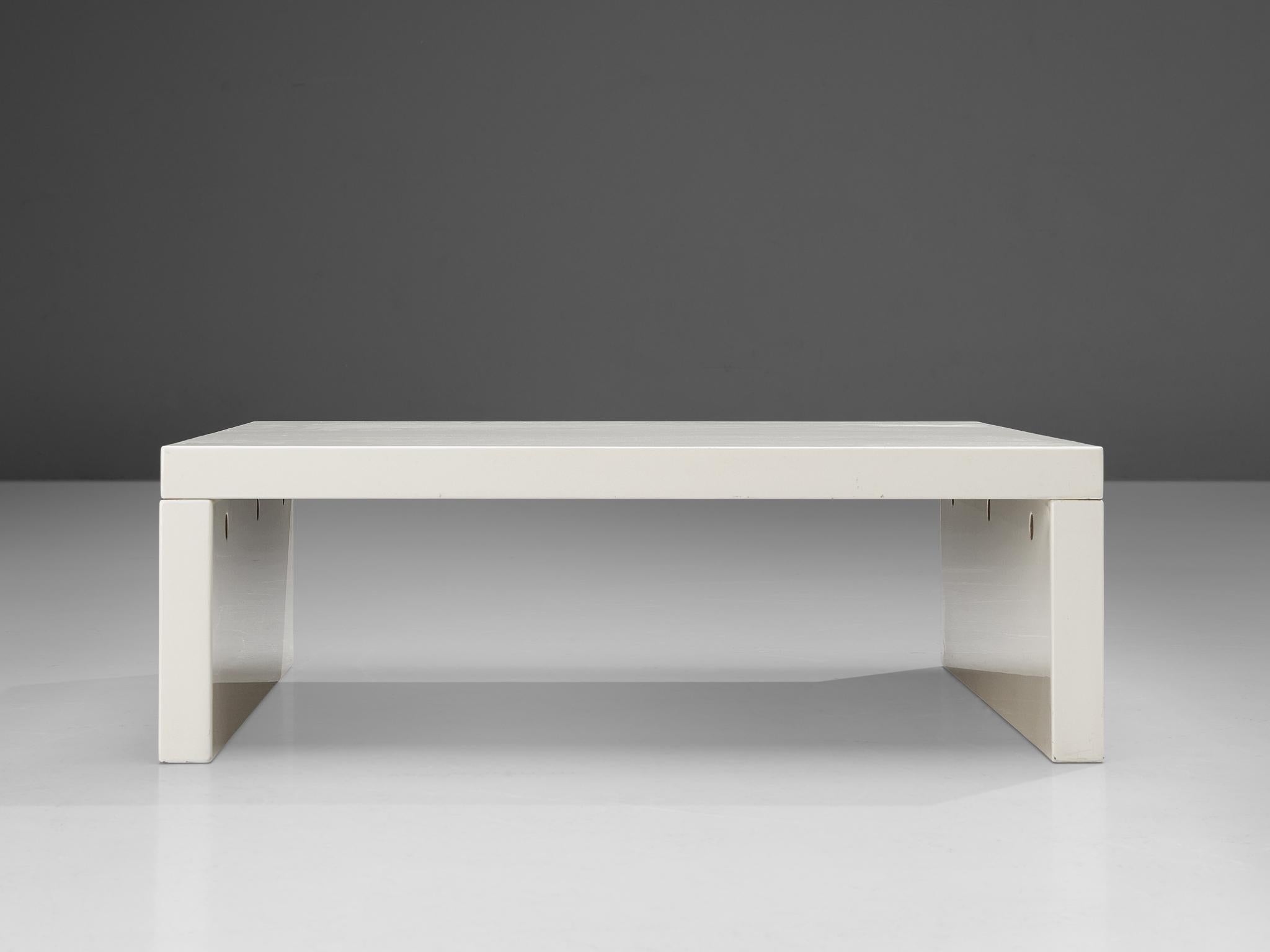 Italian Coffee Table in White Lacquered Wood tables Morentz