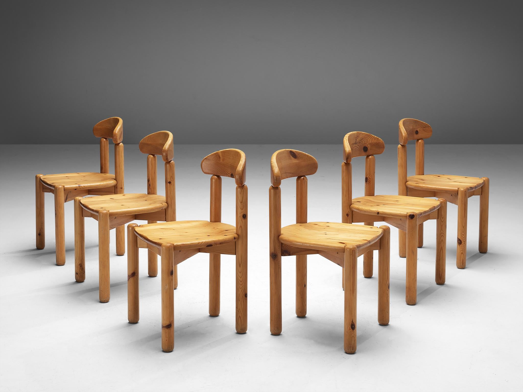 Danish Set of Six Dining Chairs in Pine seating Morentz