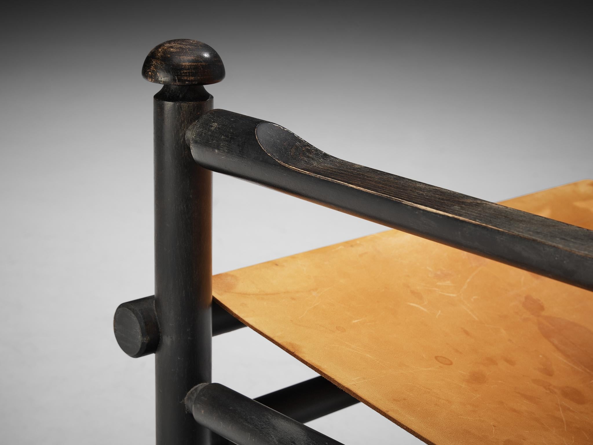 Italian Lounge Chair in Patinated Cognac Leather seating Morentz