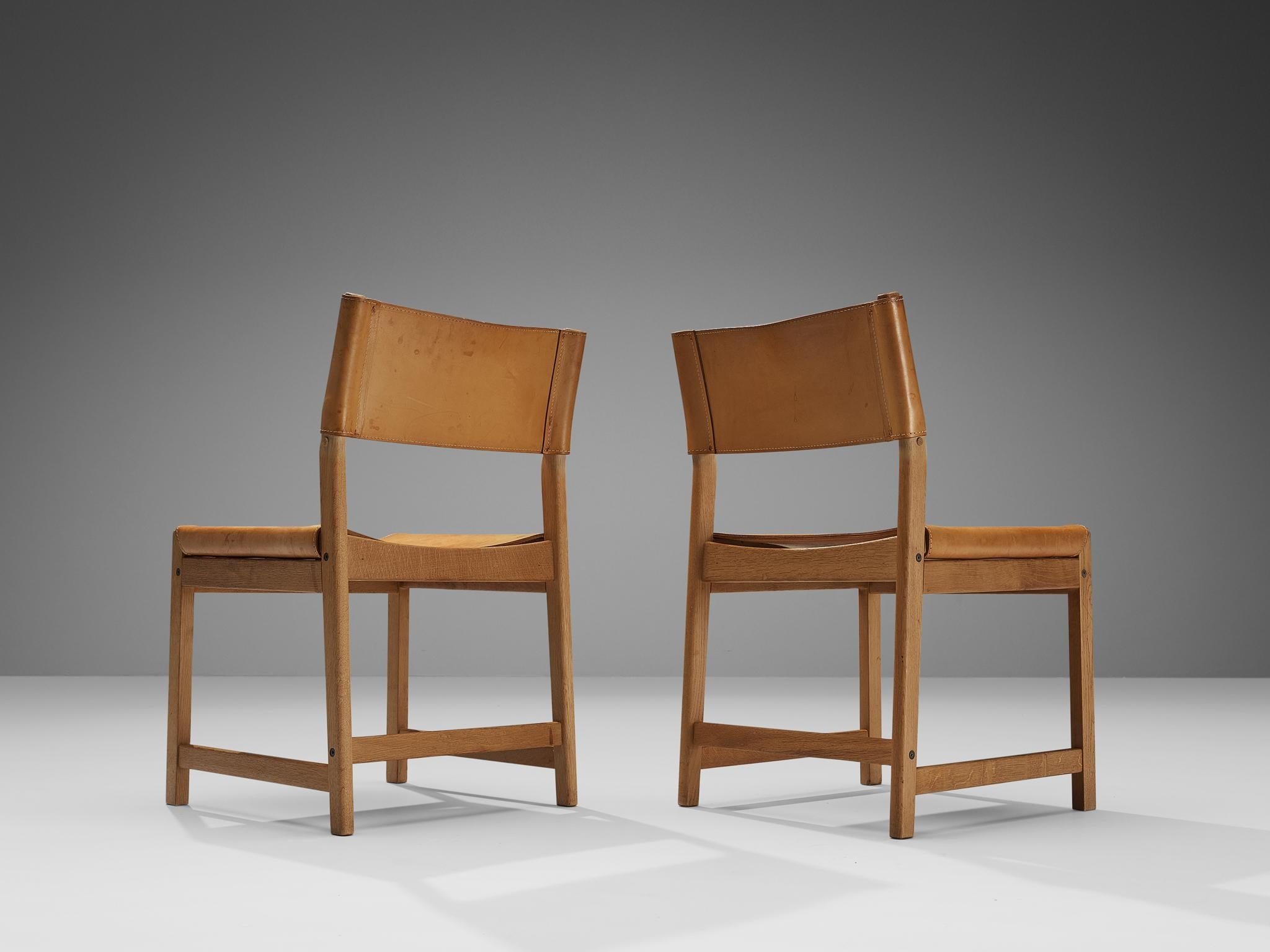 Kurt Østervig for Sibast Pair of Dining Chairs in Cognac Leather and Oak seating Morentz