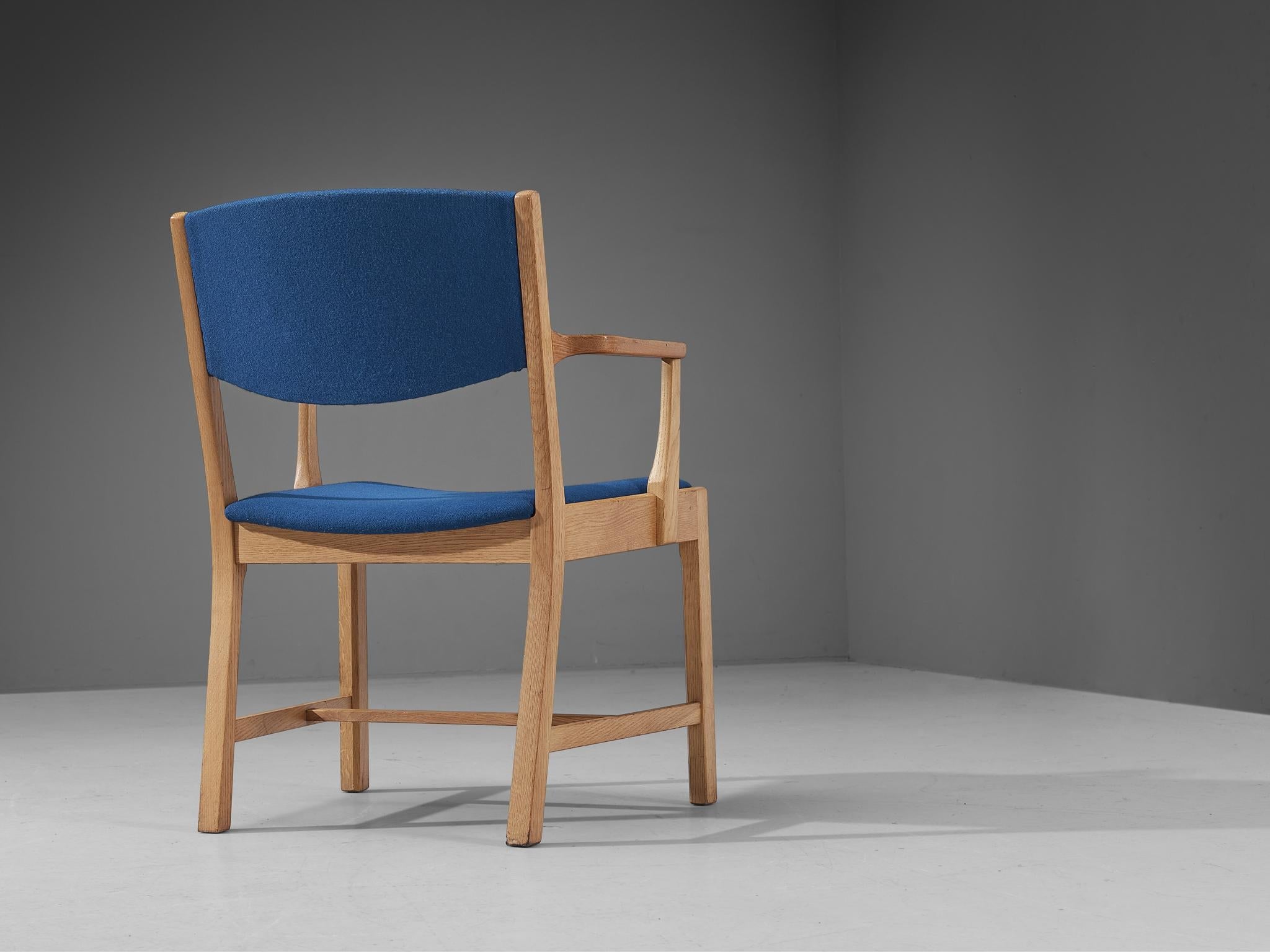 Pair of Danish Armchairs in Oak, Teak and Blue Upholstery seating Morentz