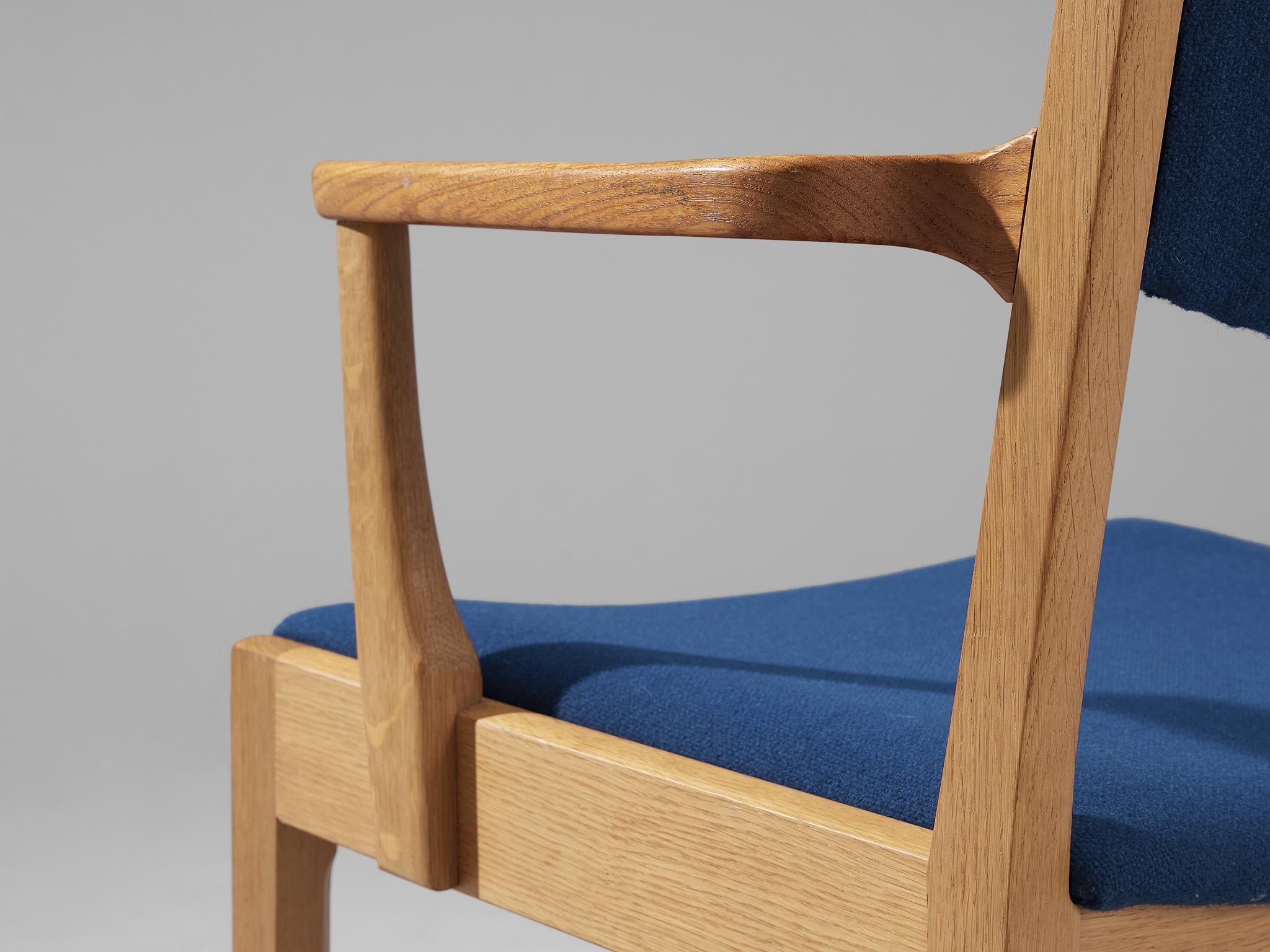 Pair of Danish Armchairs in Oak, Teak and Blue Upholstery seating Morentz
