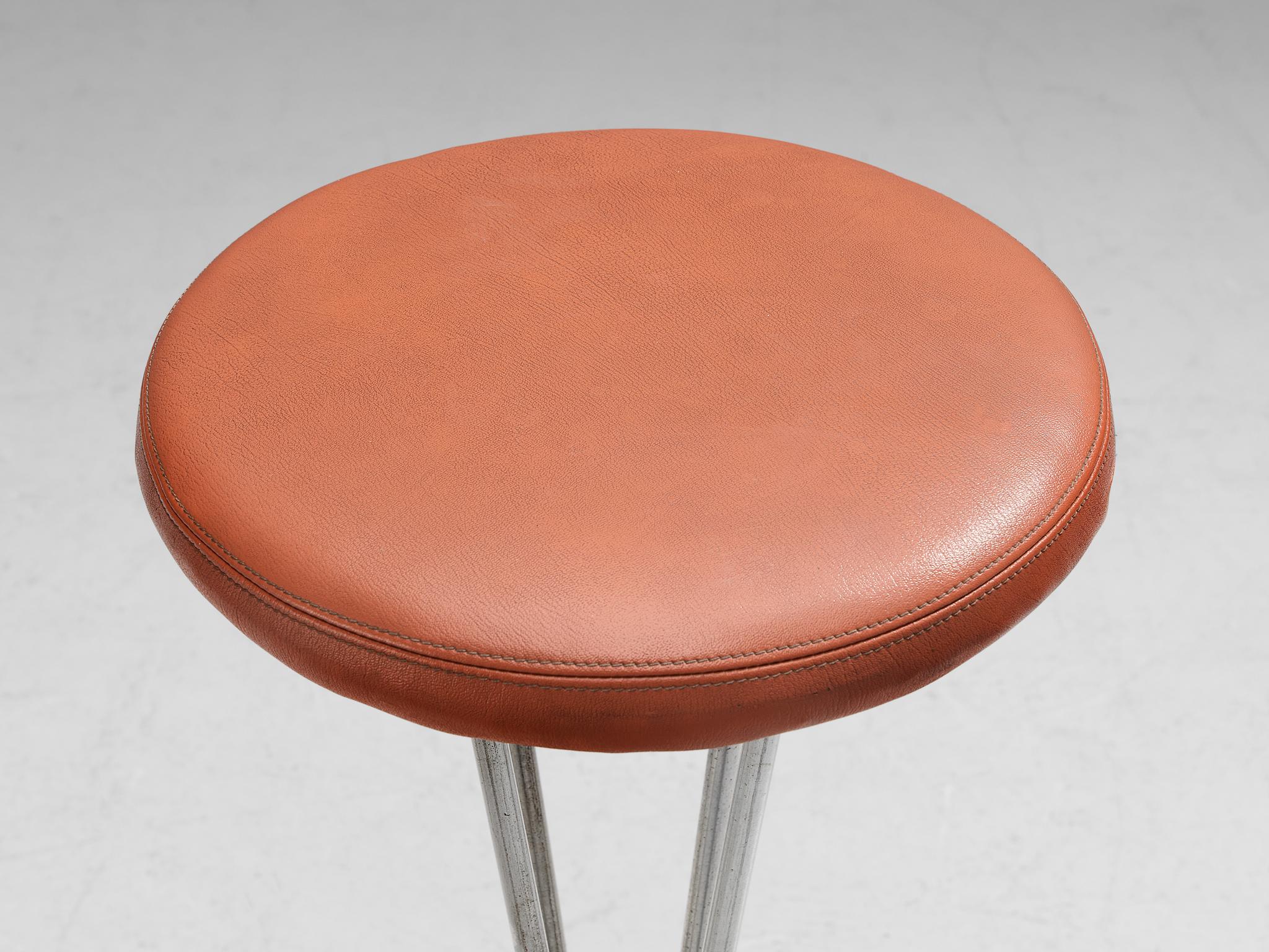 Piet Hein for Fritz Hansen Barstool in Red-Brown Upholstery seating Morentz