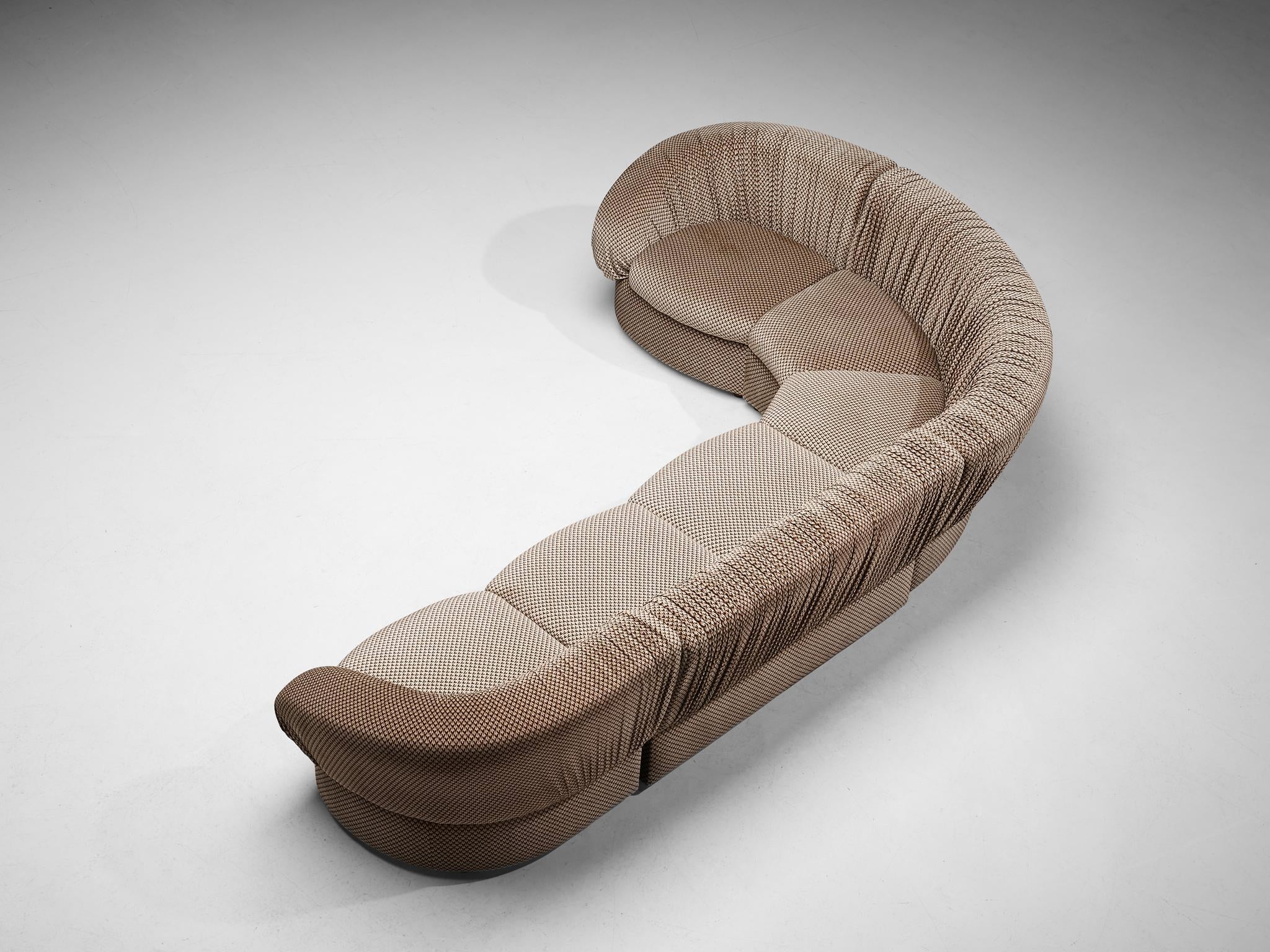 Characteristic Italian Modular Sofa in Brown and Beige Upholstery seating Morentz