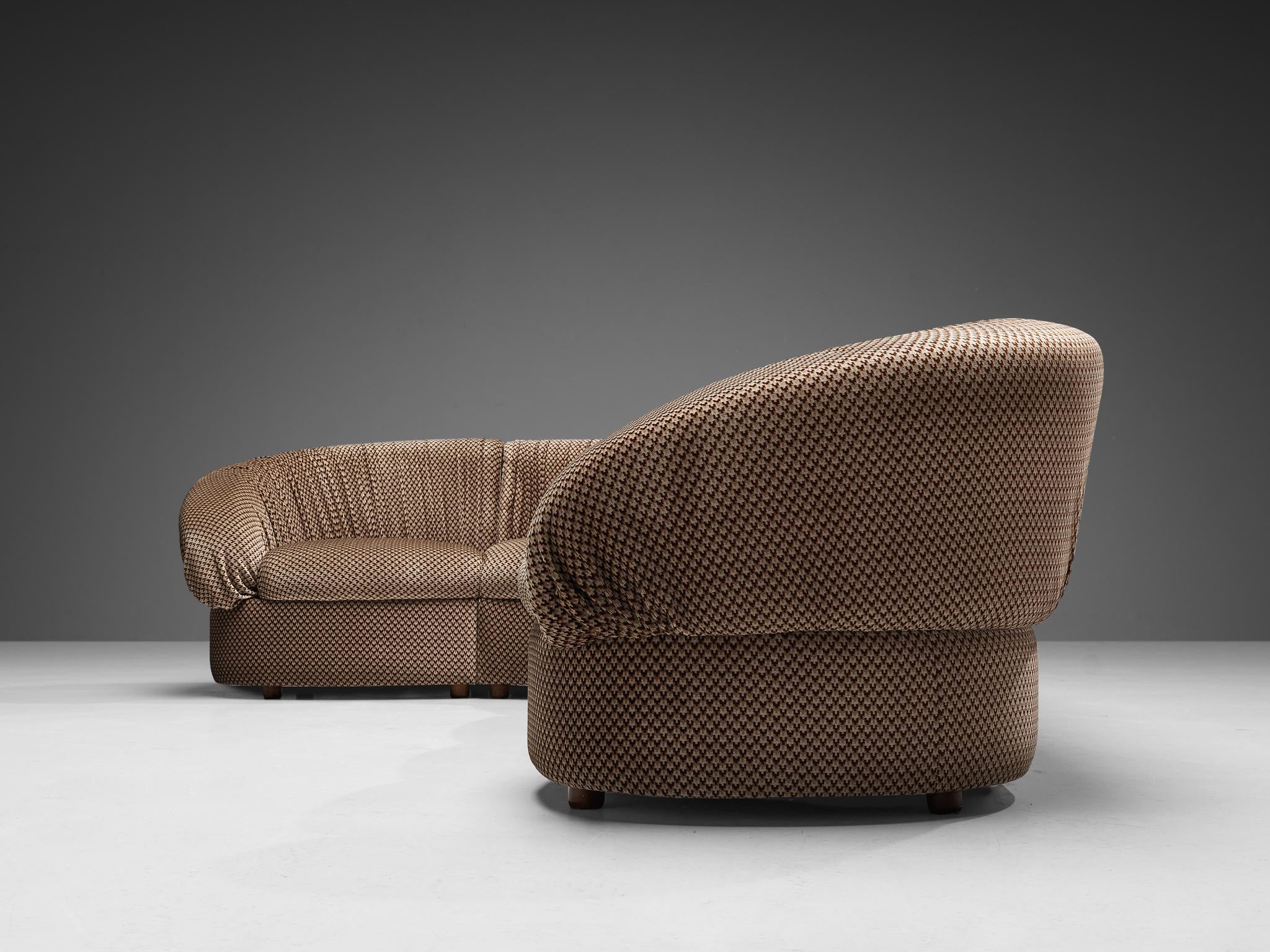 Characteristic Italian Modular Sofa in Brown and Beige Upholstery seating Morentz