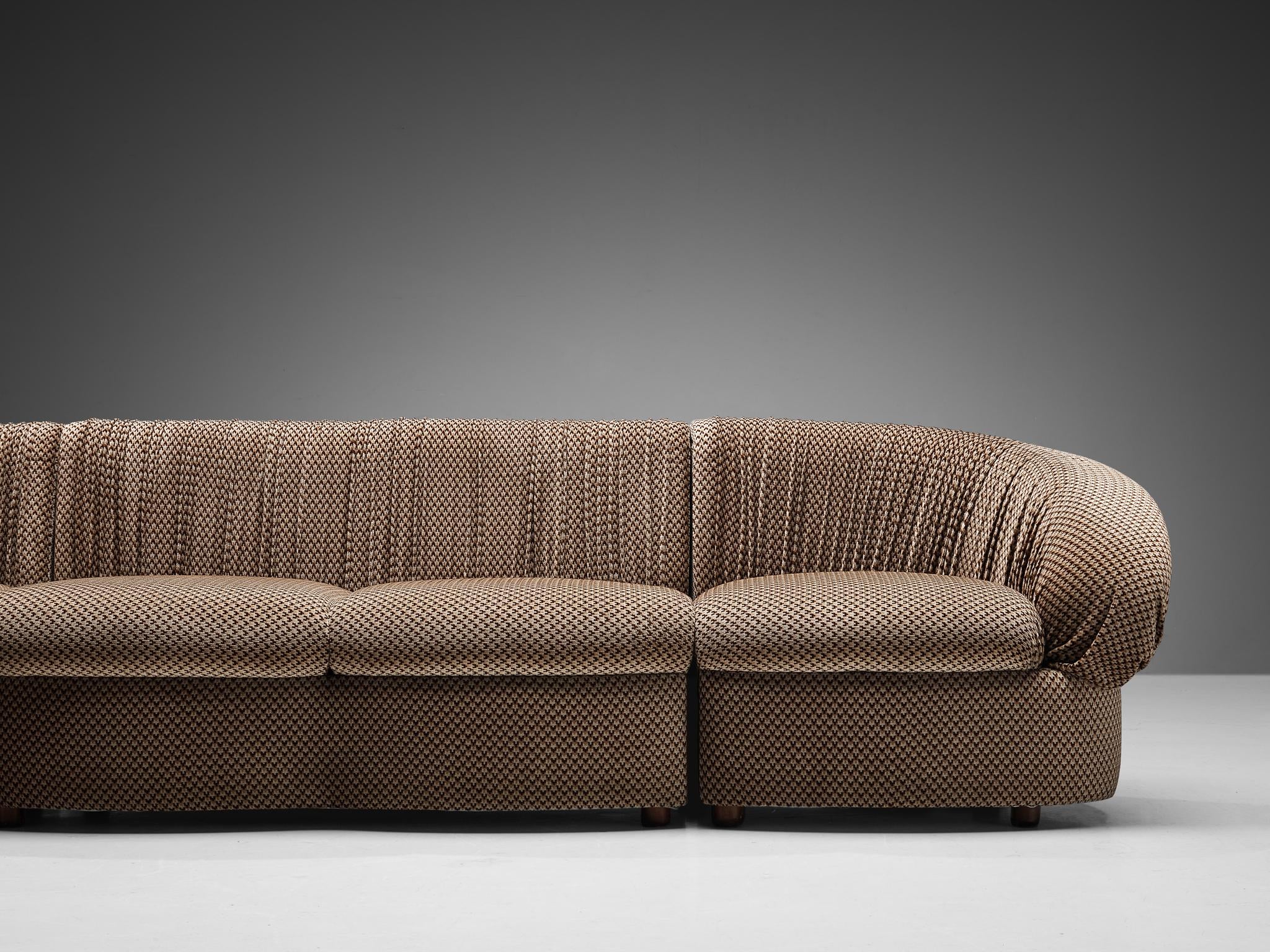 Characteristic Italian Modular Sofa in Brown and Beige Upholstery seating Morentz