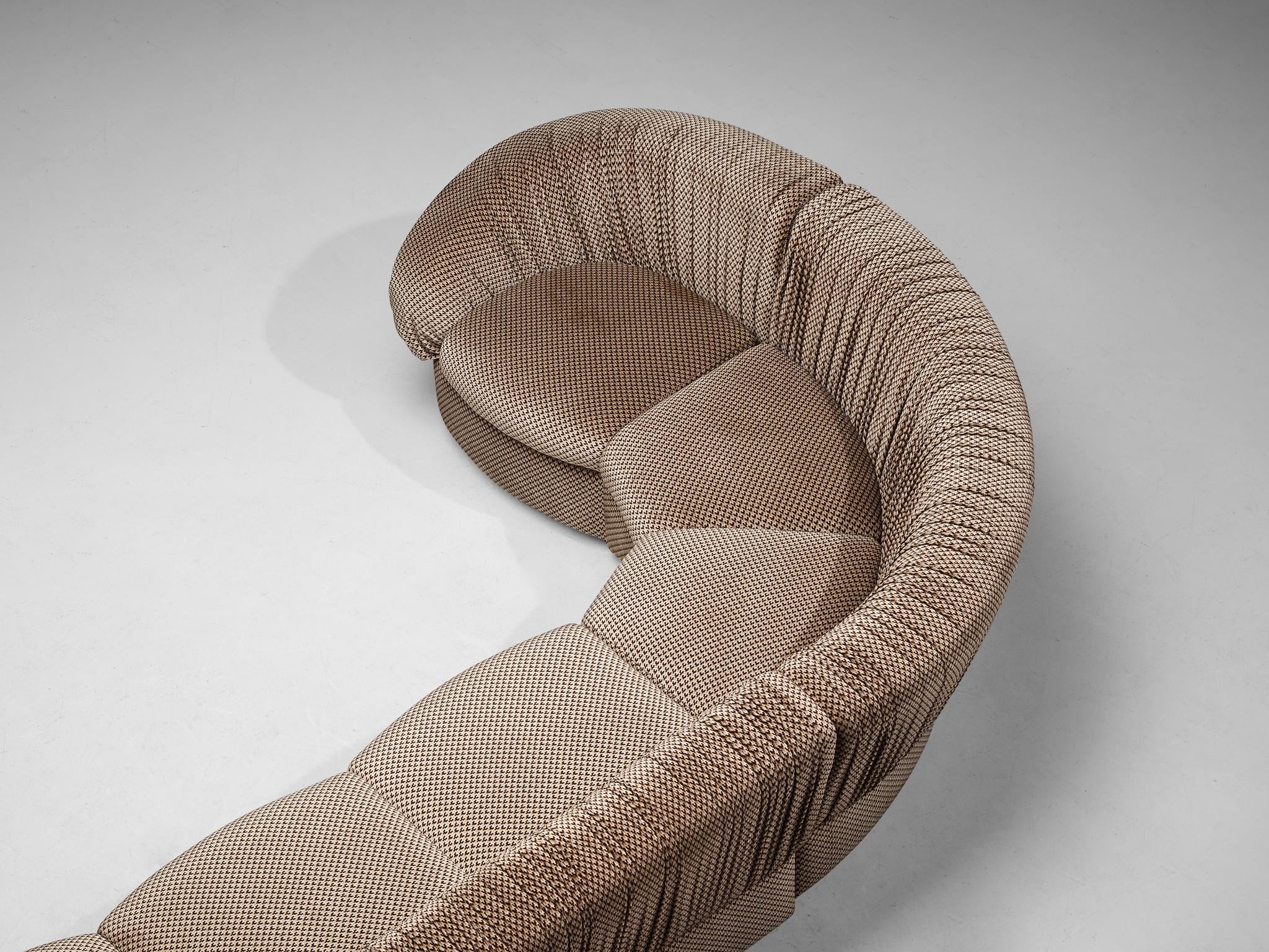 Characteristic Italian Modular Sofa in Brown and Beige Upholstery seating Morentz
