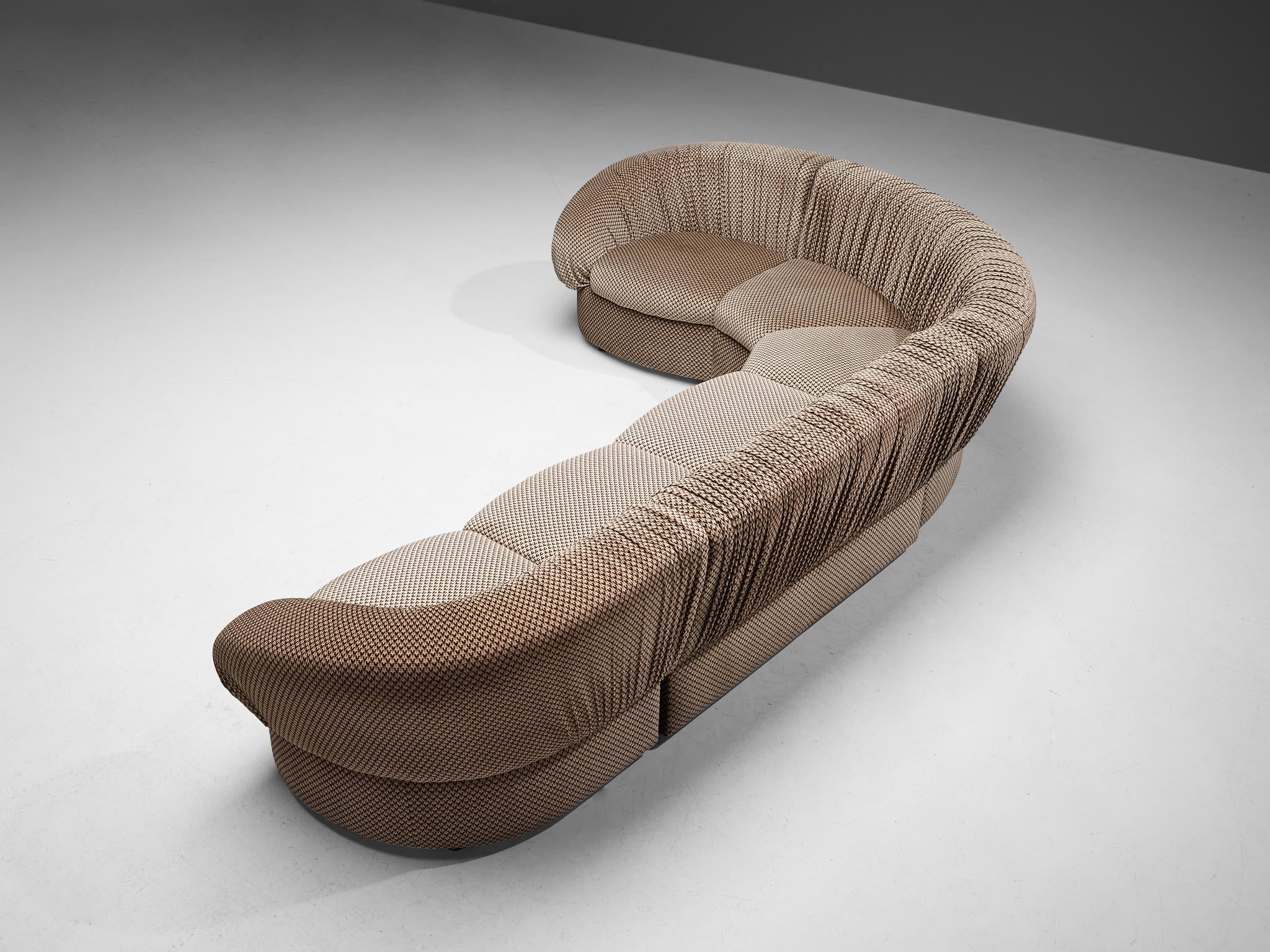 Characteristic Italian Modular Sofa in Brown and Beige Upholstery seating Morentz