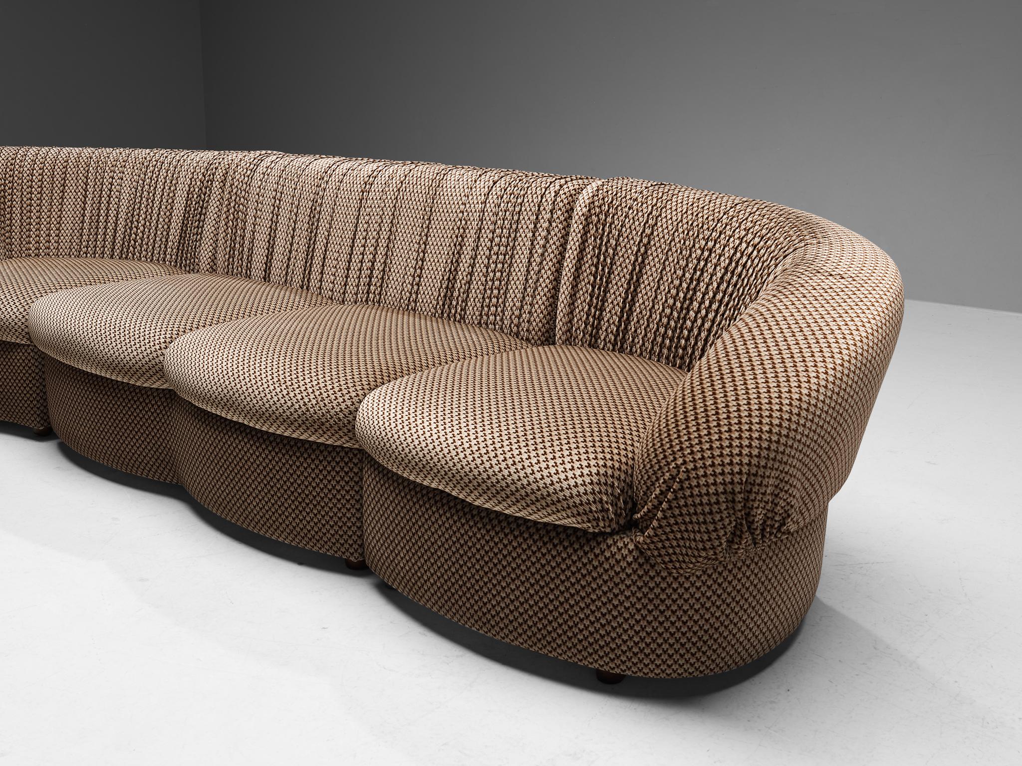 Characteristic Italian Modular Sofa in Brown and Beige Upholstery seating Morentz