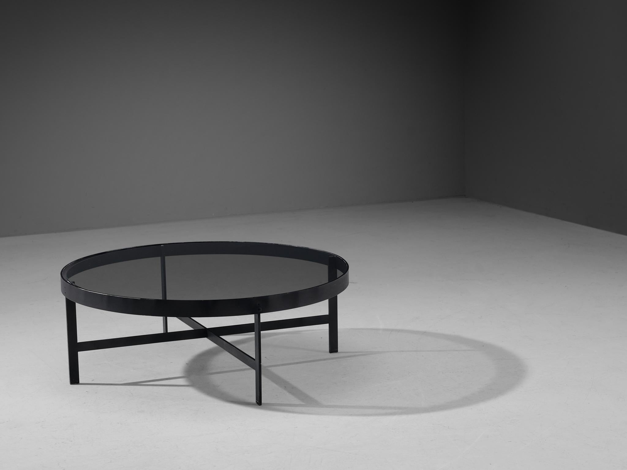Janni Van Pelt Round Coffee Table in Black Metal and Glass tables Morentz