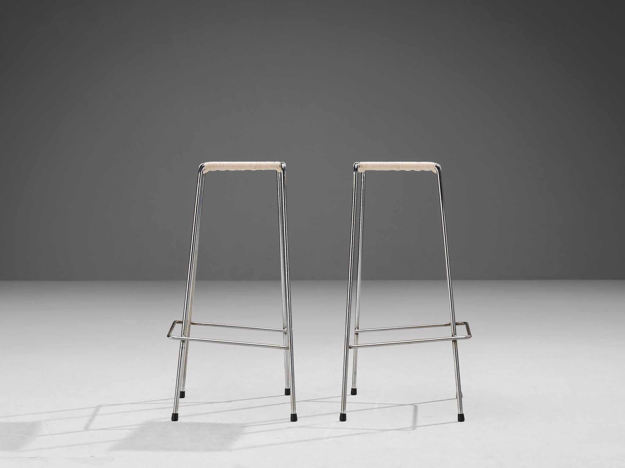 Metz & Co Set of Five Bar Stools with Rattan Seats seating Morentz