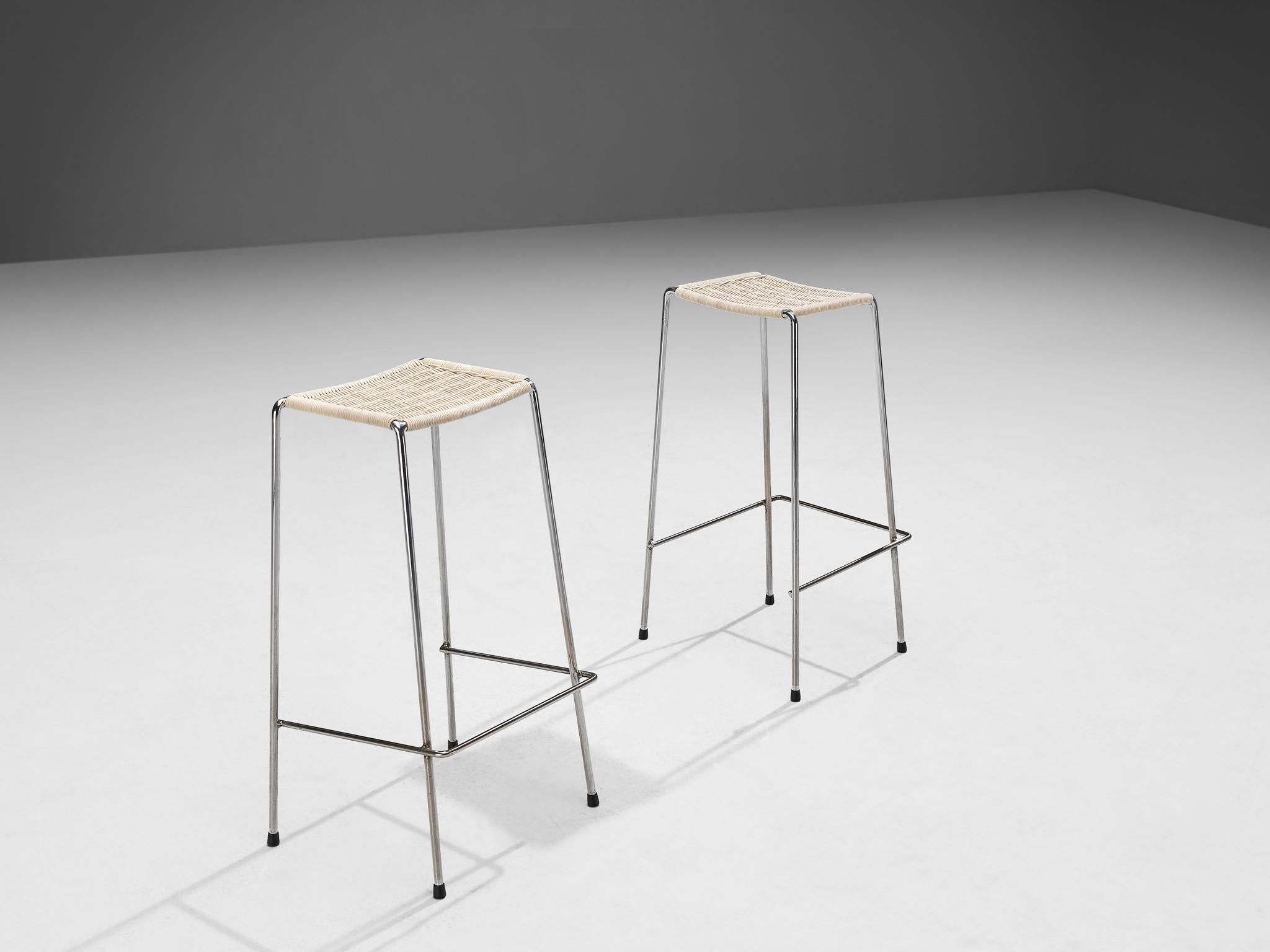 Metz & Co Set of Five Bar Stools with Rattan Seats seating Morentz