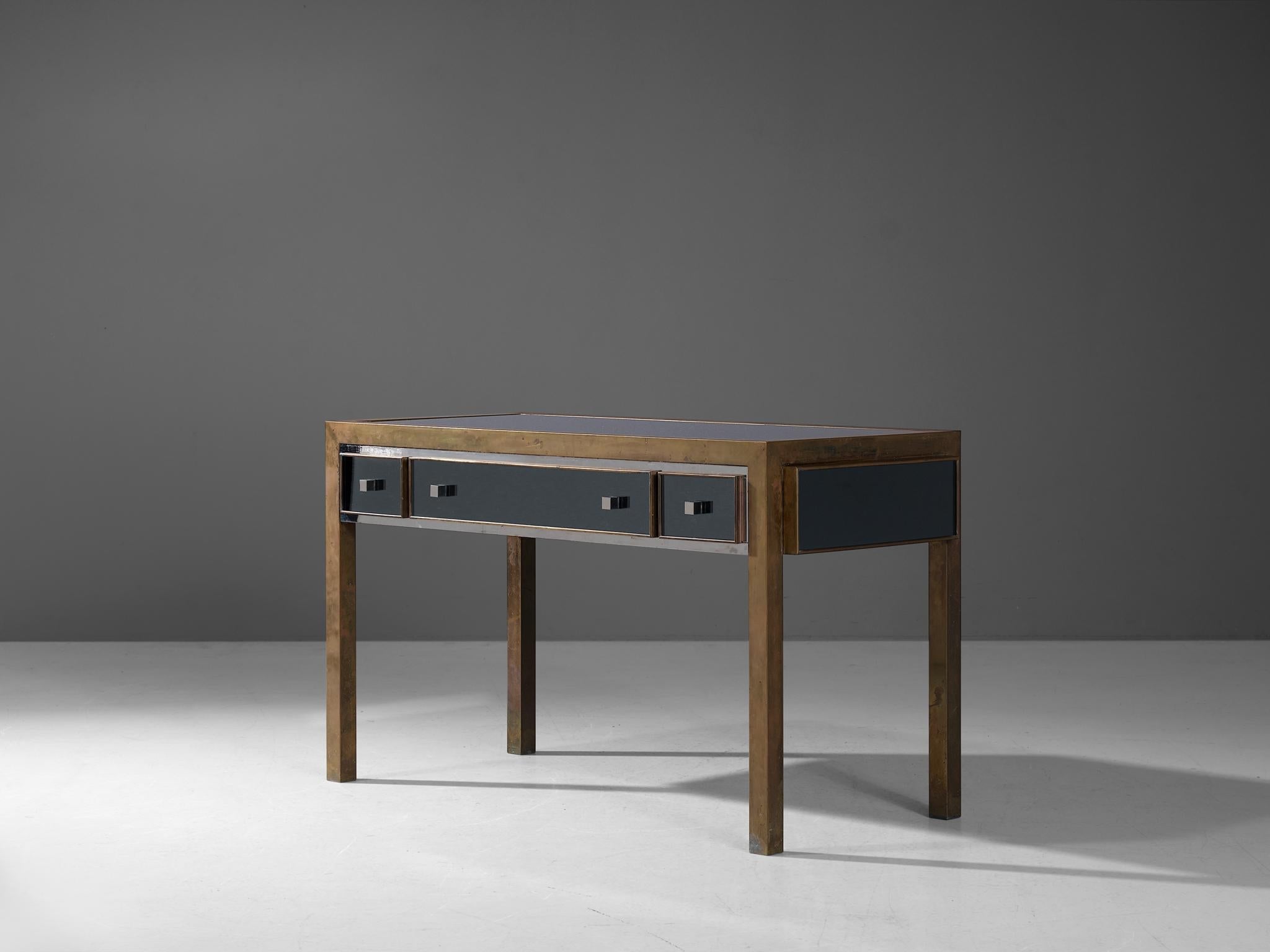 Michel Pigneres Console in Mirrored Glass and Brass tables Morentz