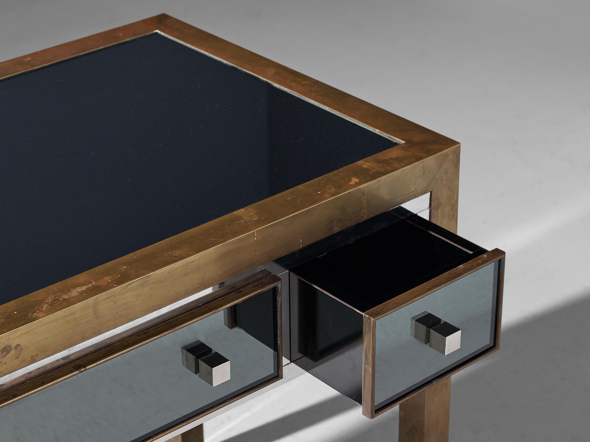 Michel Pigneres Console in Mirrored Glass and Brass tables Morentz