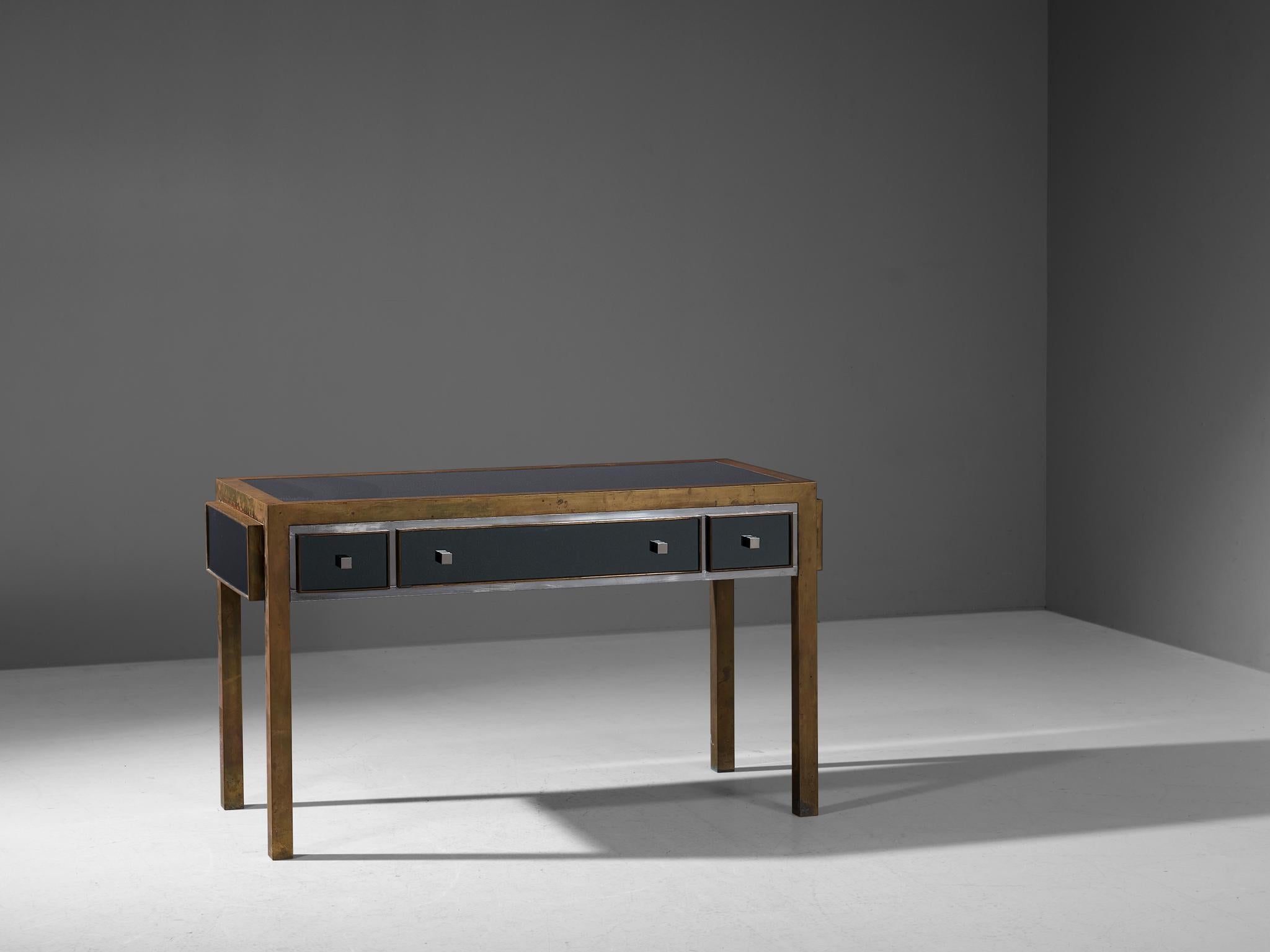Michel Pigneres Console in Mirrored Glass and Brass tables Morentz