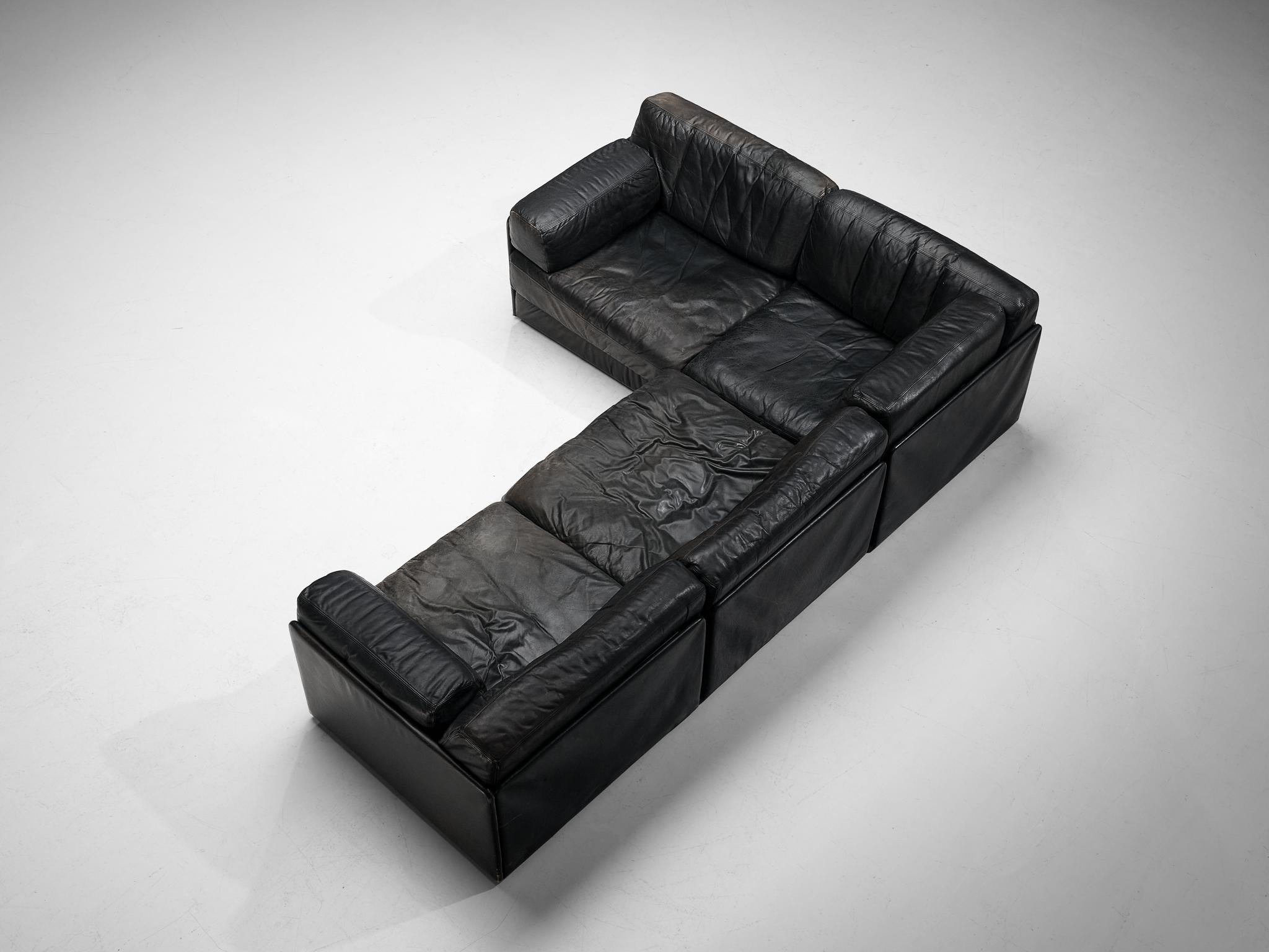 De Sede Sectional Sofa ‘DS-76’ in Black Leather