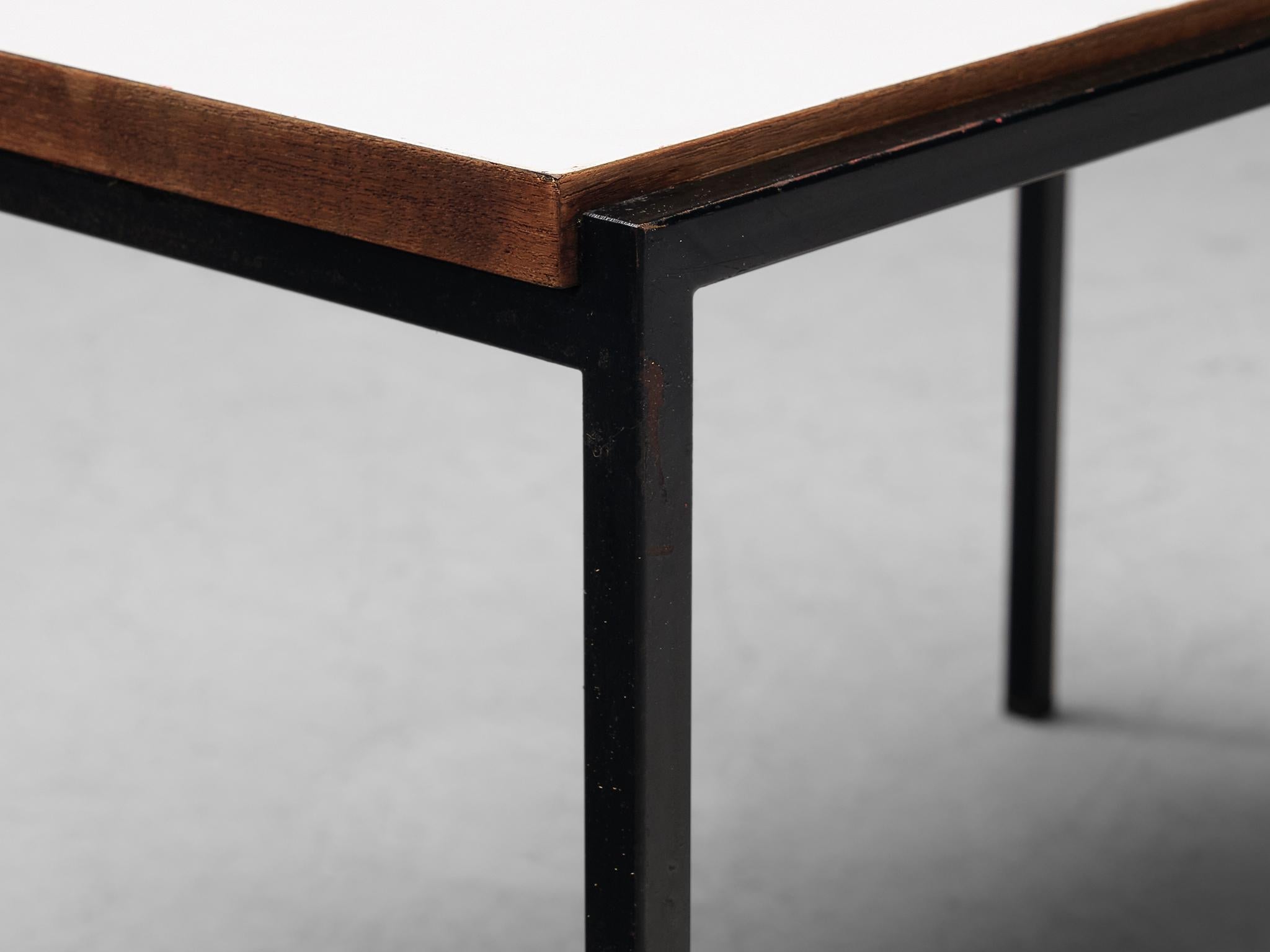 Dutch Modernist Side Table in Iron with White Top tables Morentz