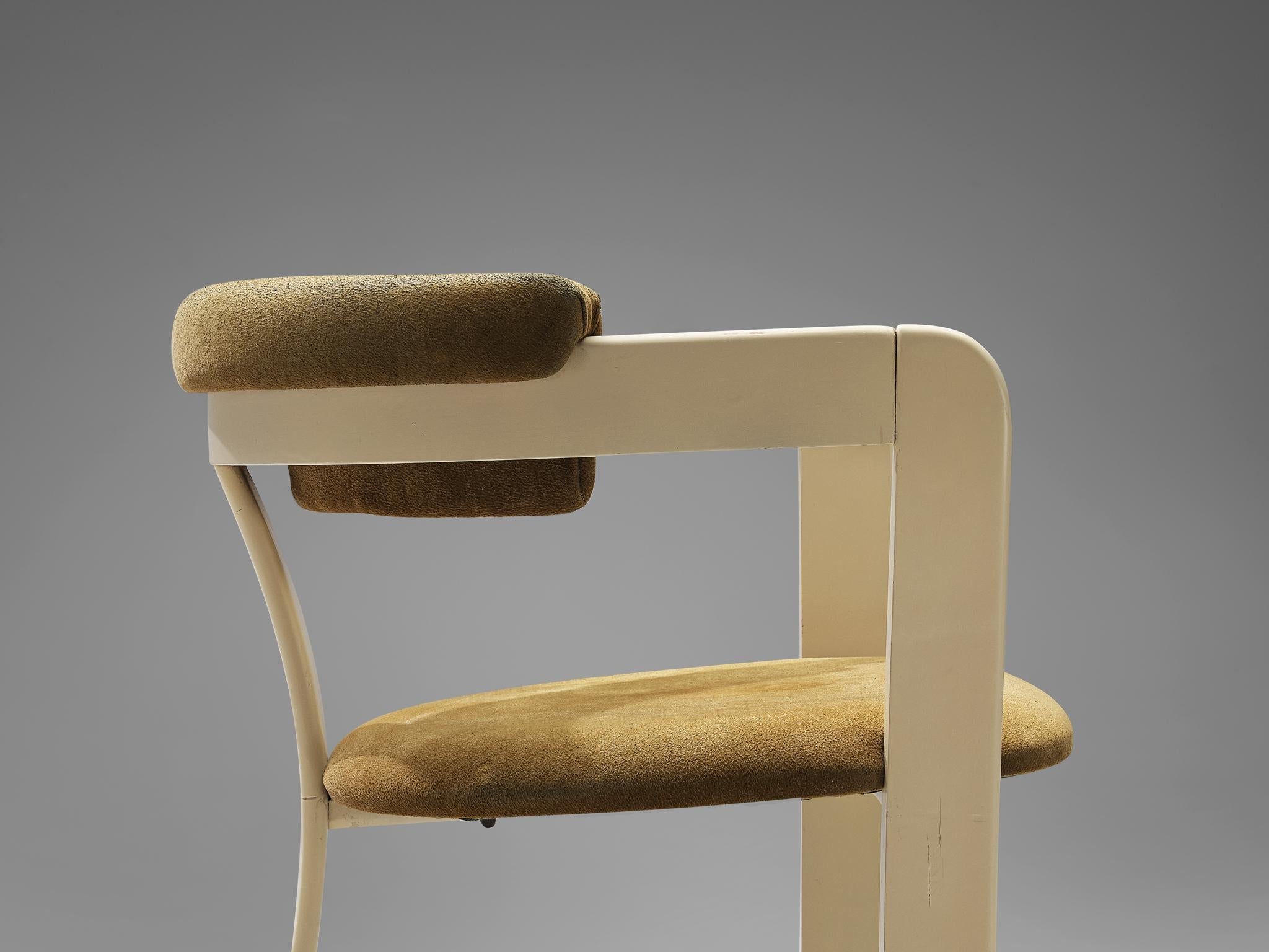 Italian Set of Four Dining Chairs in Greenish Brown Upholstery seating Morentz