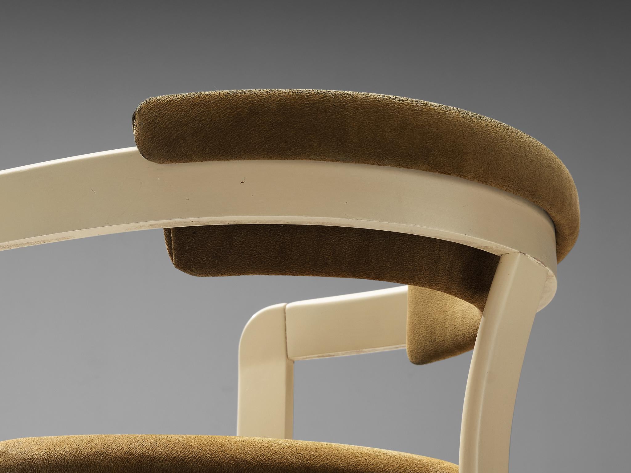 Italian Set of Four Dining Chairs in Greenish Brown Upholstery seating Morentz