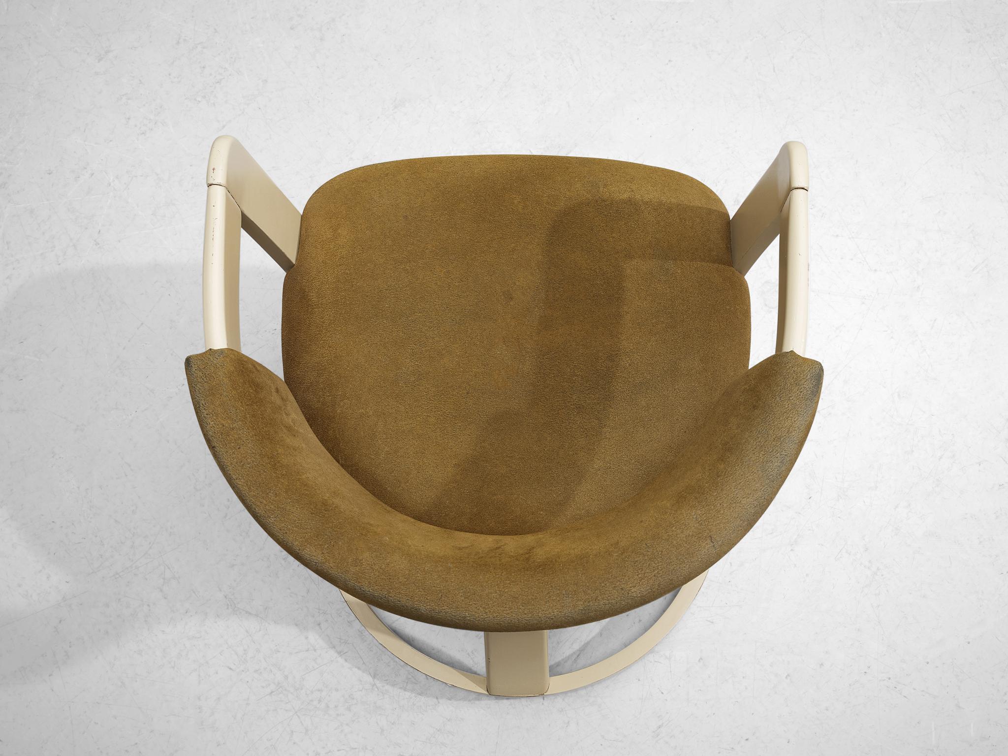 Italian Set of Four Dining Chairs in Greenish Brown Upholstery seating Morentz