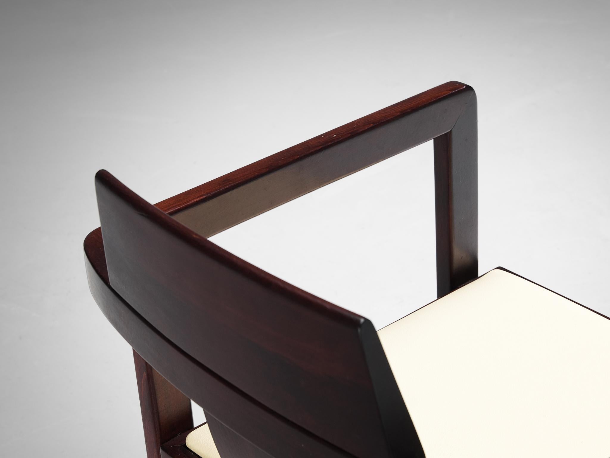 Italian Set of Six Geometric Armchairs in Stained Wood seating Morentz