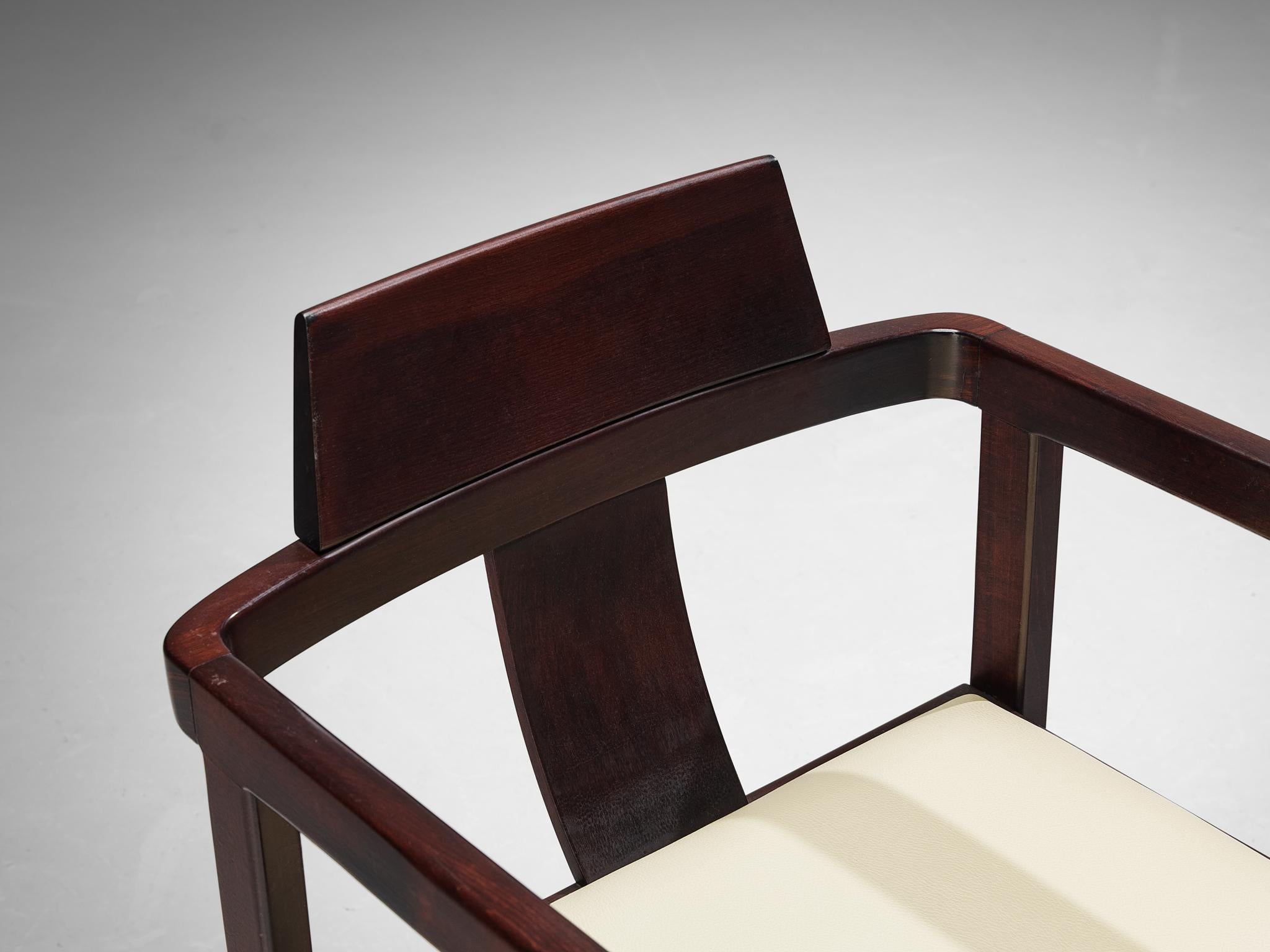 Italian Set of Six Geometric Armchairs in Stained Wood seating Morentz