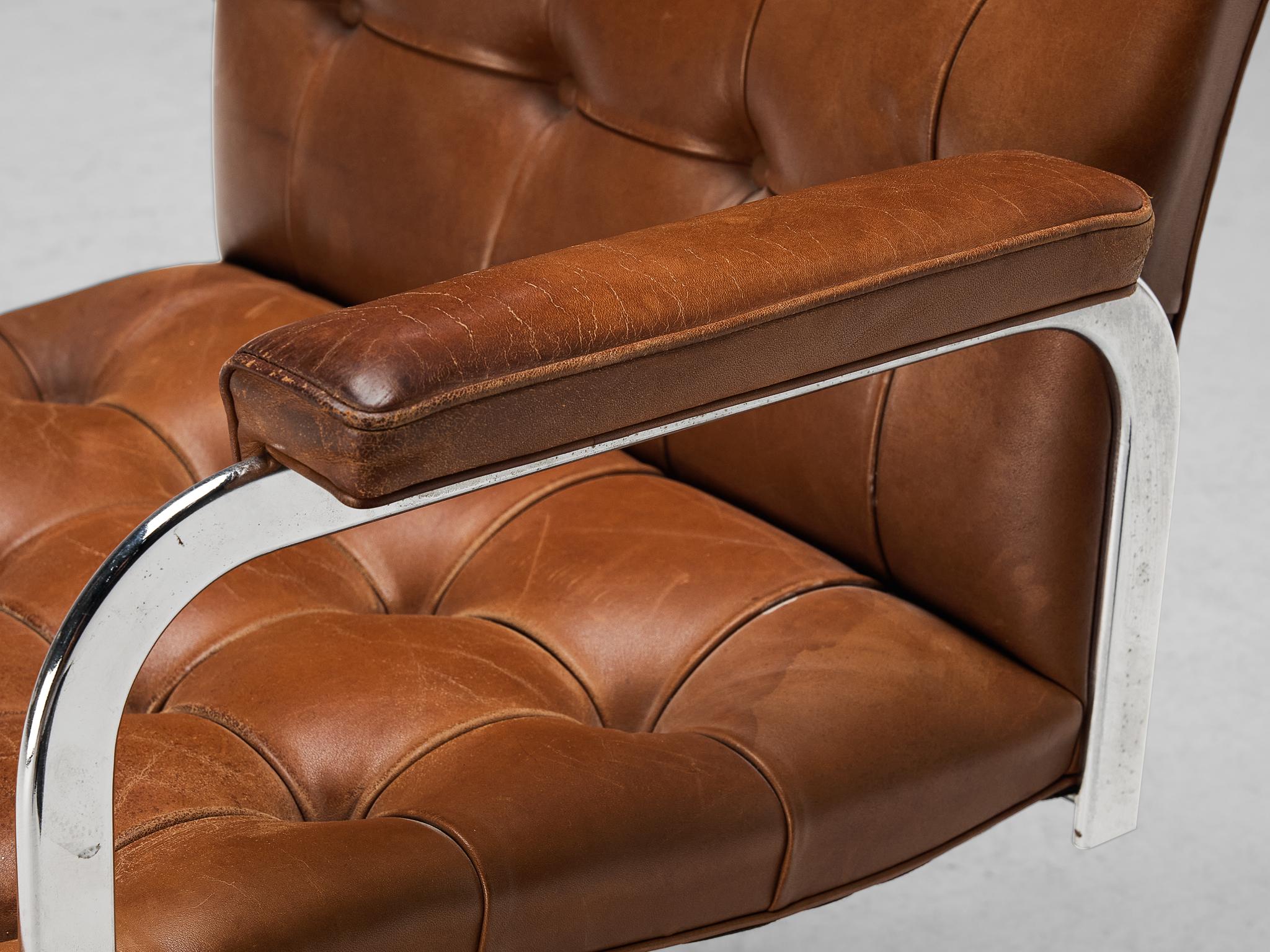 Robert Haussmann for De Sede Pair of Armchairs in Cognac Leather seating Morentz