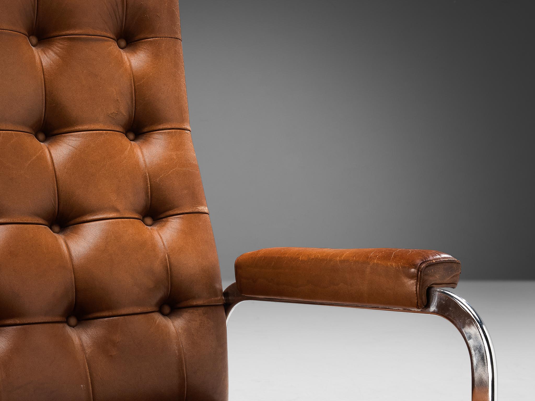 Robert Haussmann for De Sede Pair of Armchairs in Cognac Leather seating Morentz