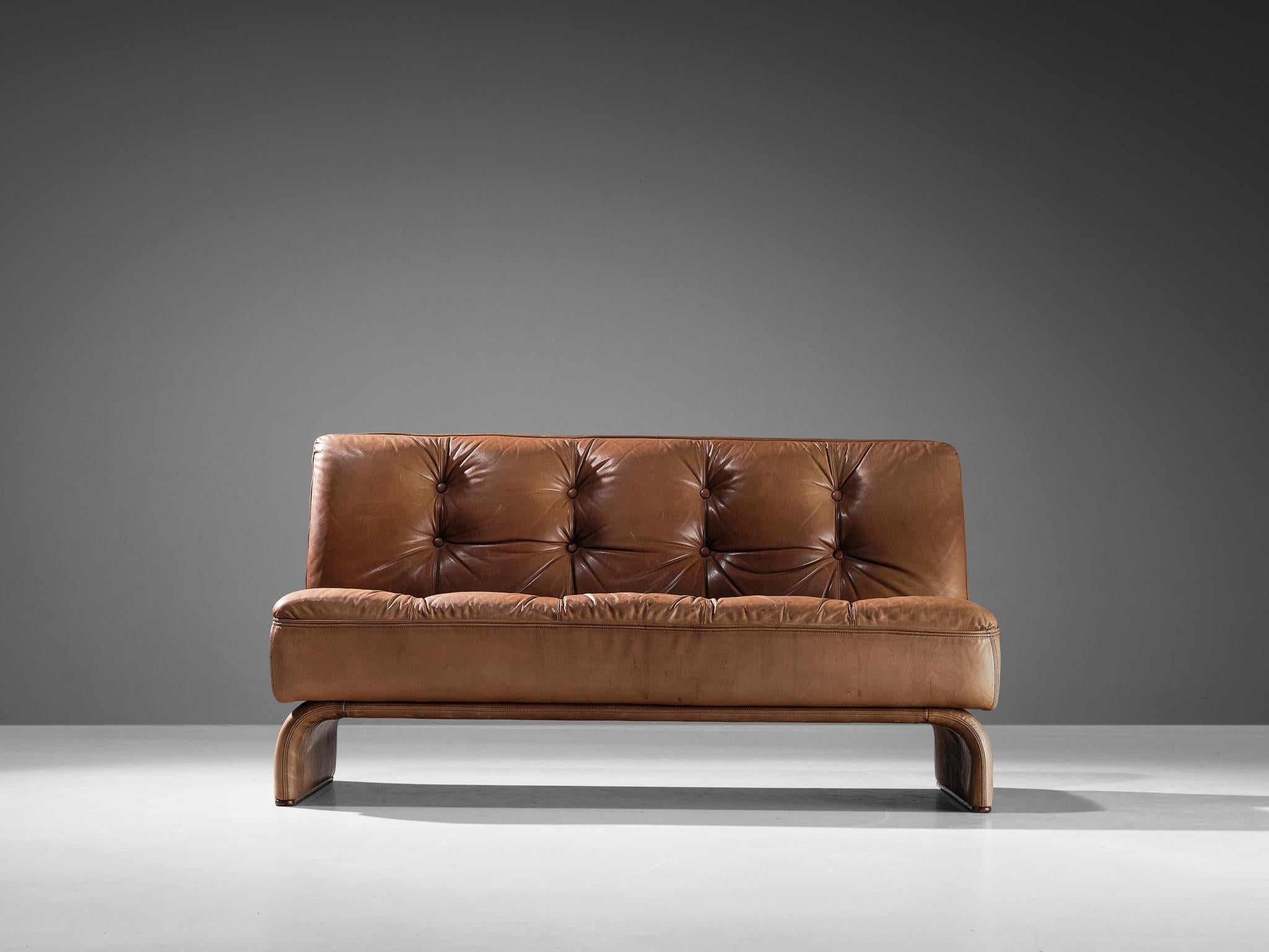 Johannes Spalt for Wittmann 'Constanze' Sofa or Daybed in Cognac Leather