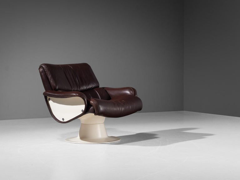 Yrjö Kukkapuro for Haimi 'Saturnus' Lounge Chair in Brown Leather