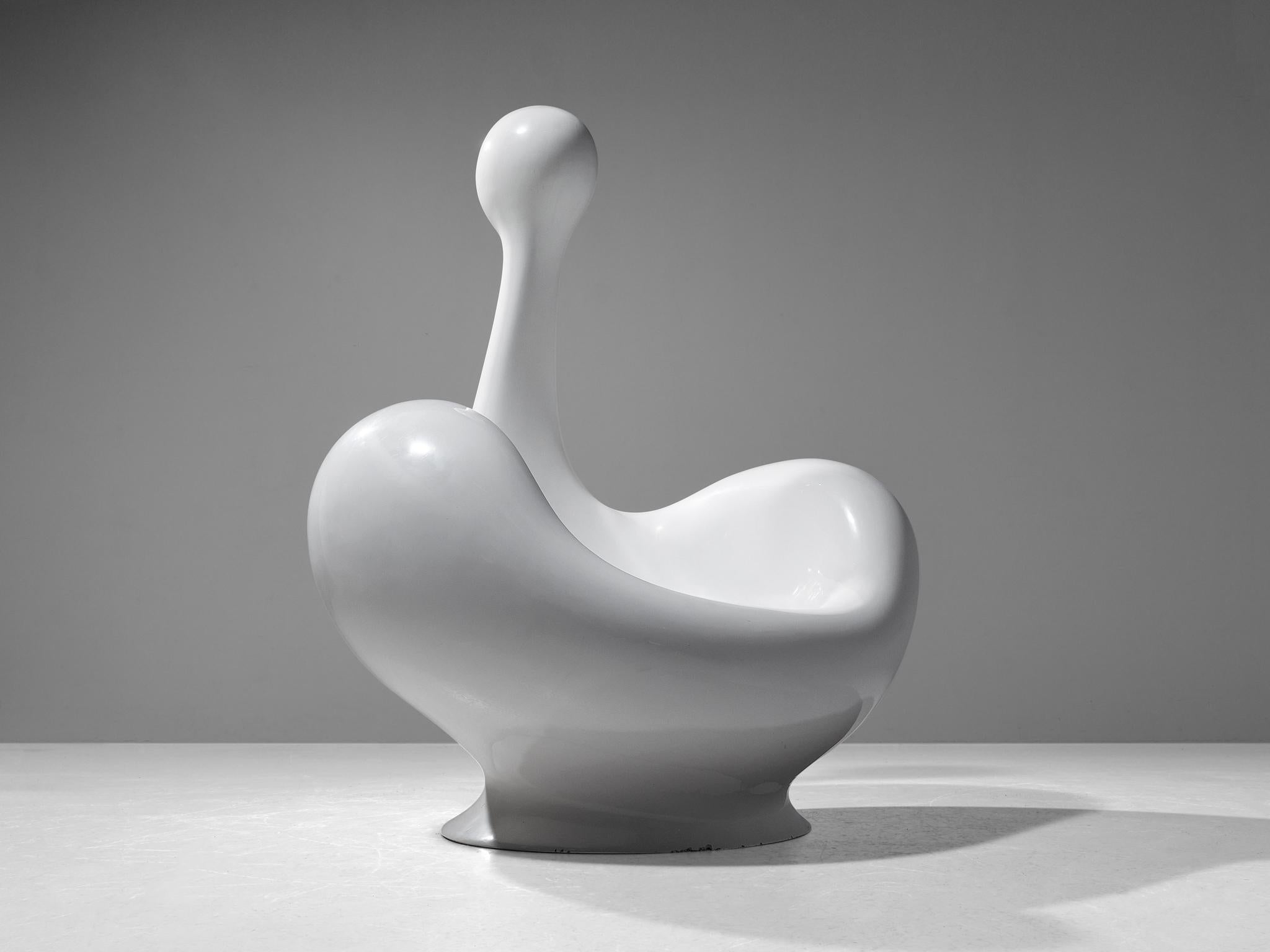 Huub & Adelheid Kortekaas 'Engelhart' Chair in White Fiberglass seating Morentz