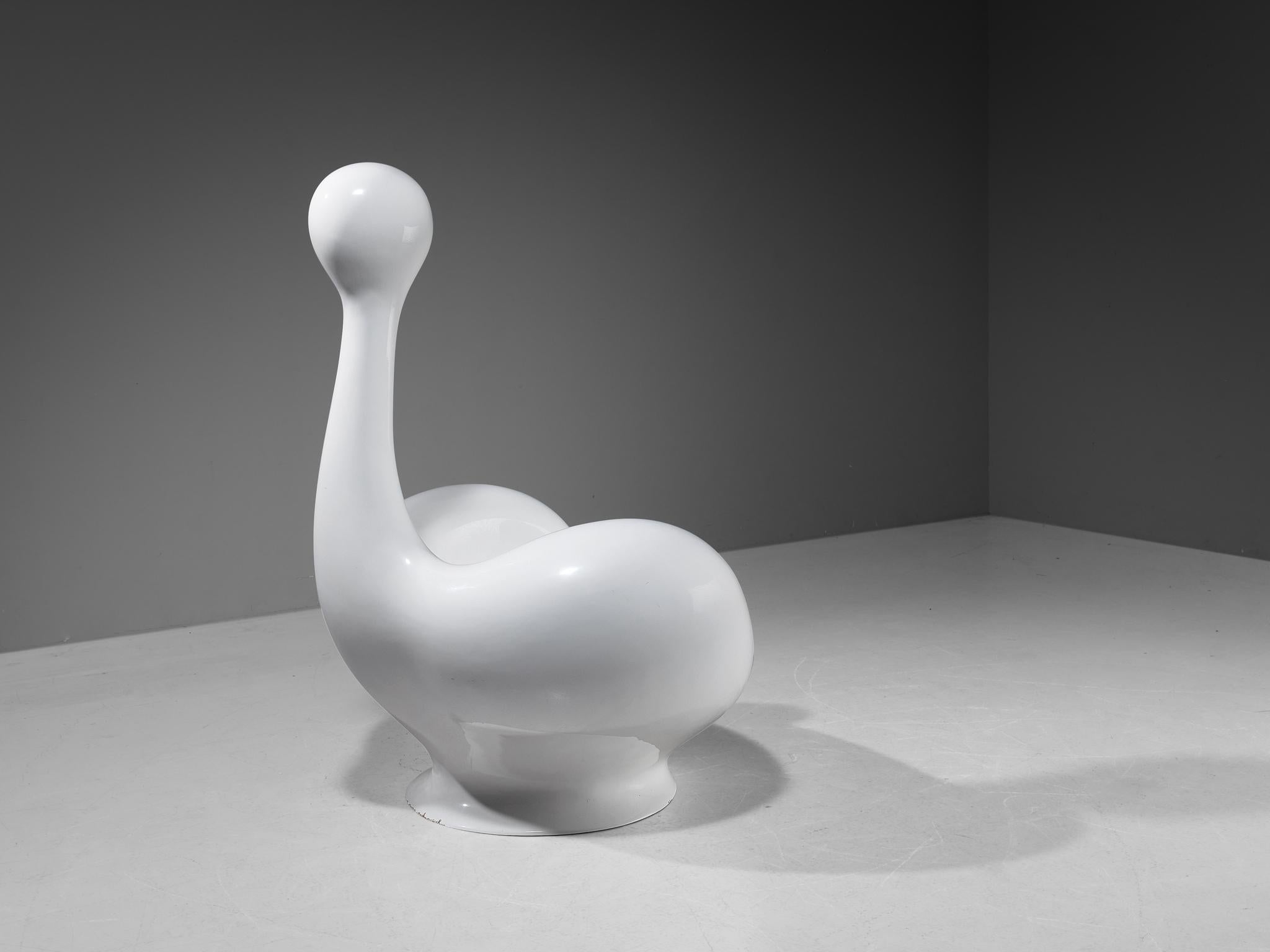 Huub & Adelheid Kortekaas 'Engelhart' Chair in White Fiberglass seating Morentz