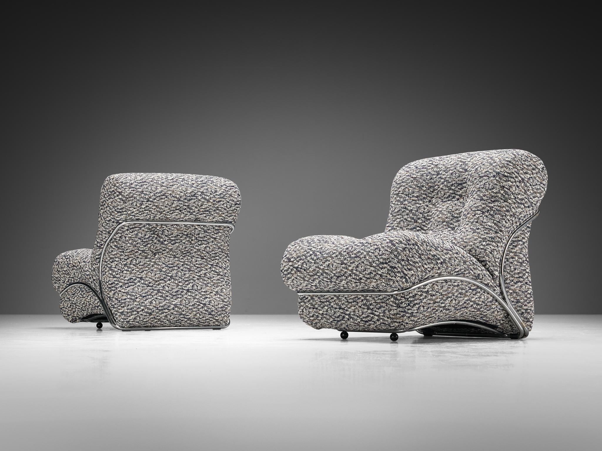 I.P.E. Pair of 'Corolla' Lounge Chairs in Patterned Upholstery seating Morentz