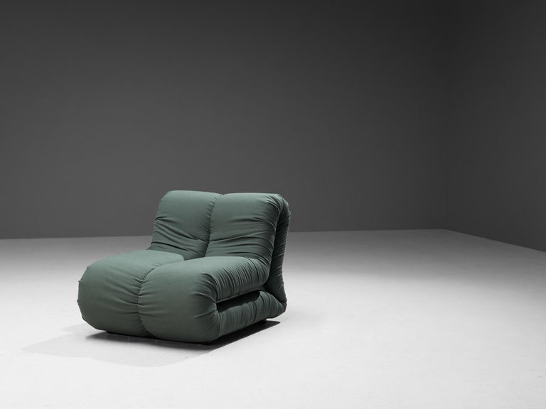 Claudio Vagnoni for 1P 'Pagru' Lounge Chair in Green Upholstery