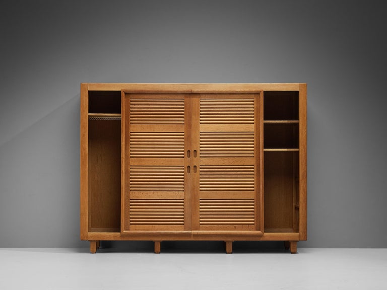 Guillerme & Chambron Highboard in Oak with Carved Doors