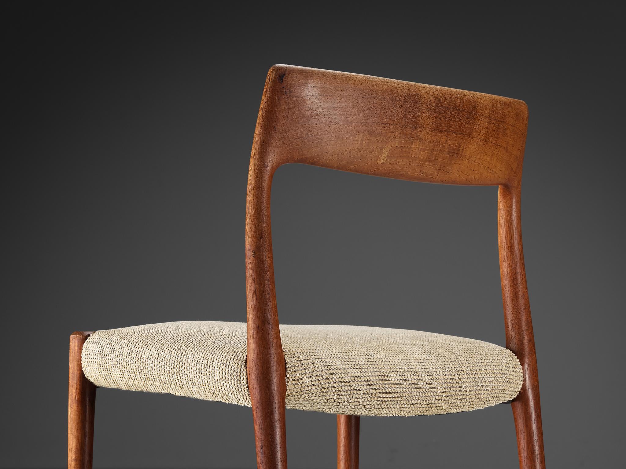 Niels Otto Møller Dining Chair in Teak and Beige Upholstery