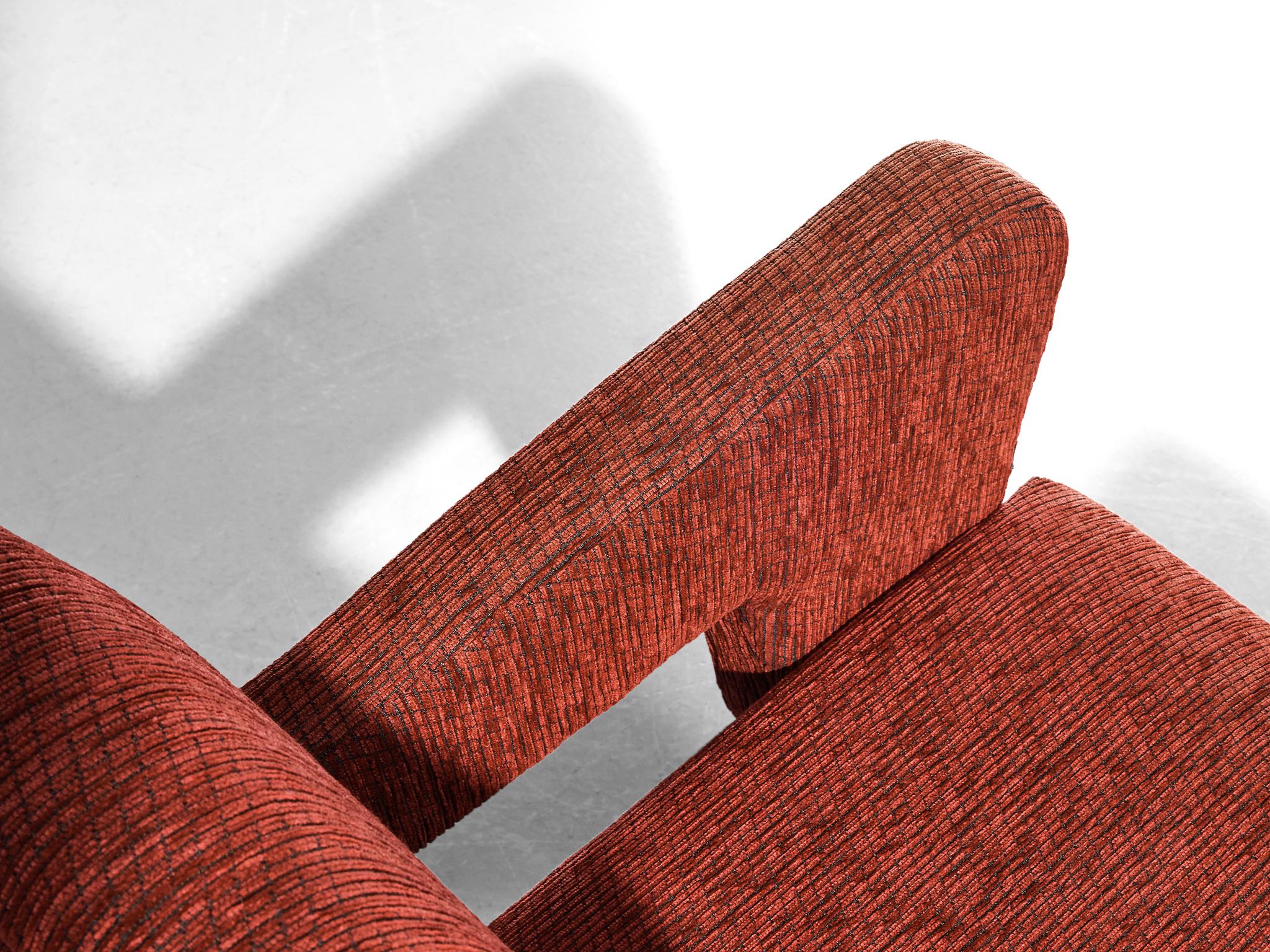 Pair of Angular Armchairs in Red Upholstery seating Morentz