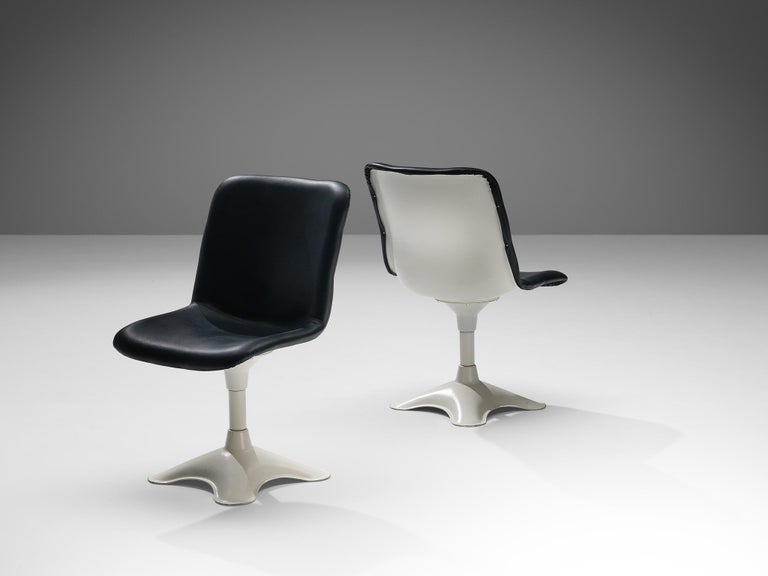 Yrjö Kukkapuro for Haimi Set of Six Dining Chairs in Black Leather