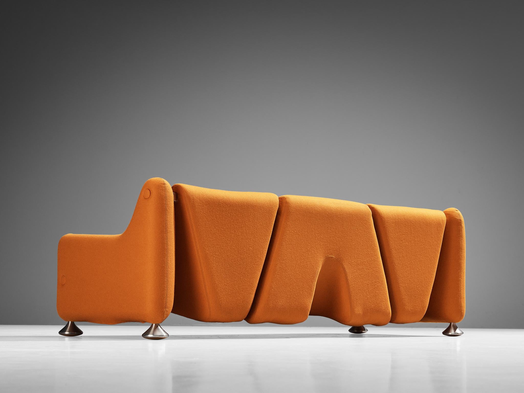 Rare Luigi Colani for Fritz Hansen Sofa in Orange Upholstery