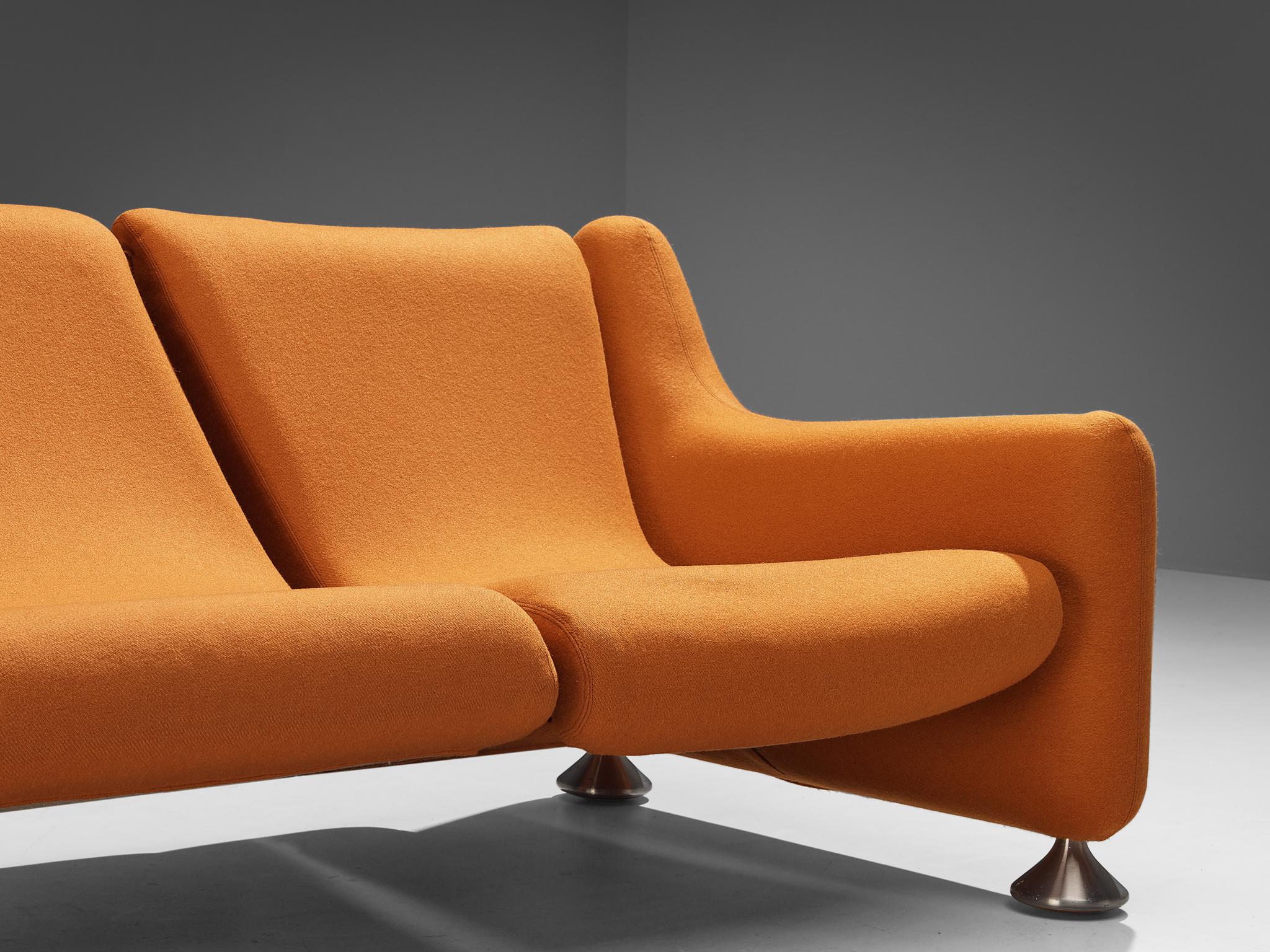 Rare Luigi Colani for Fritz Hansen Sofa in Orange Upholstery