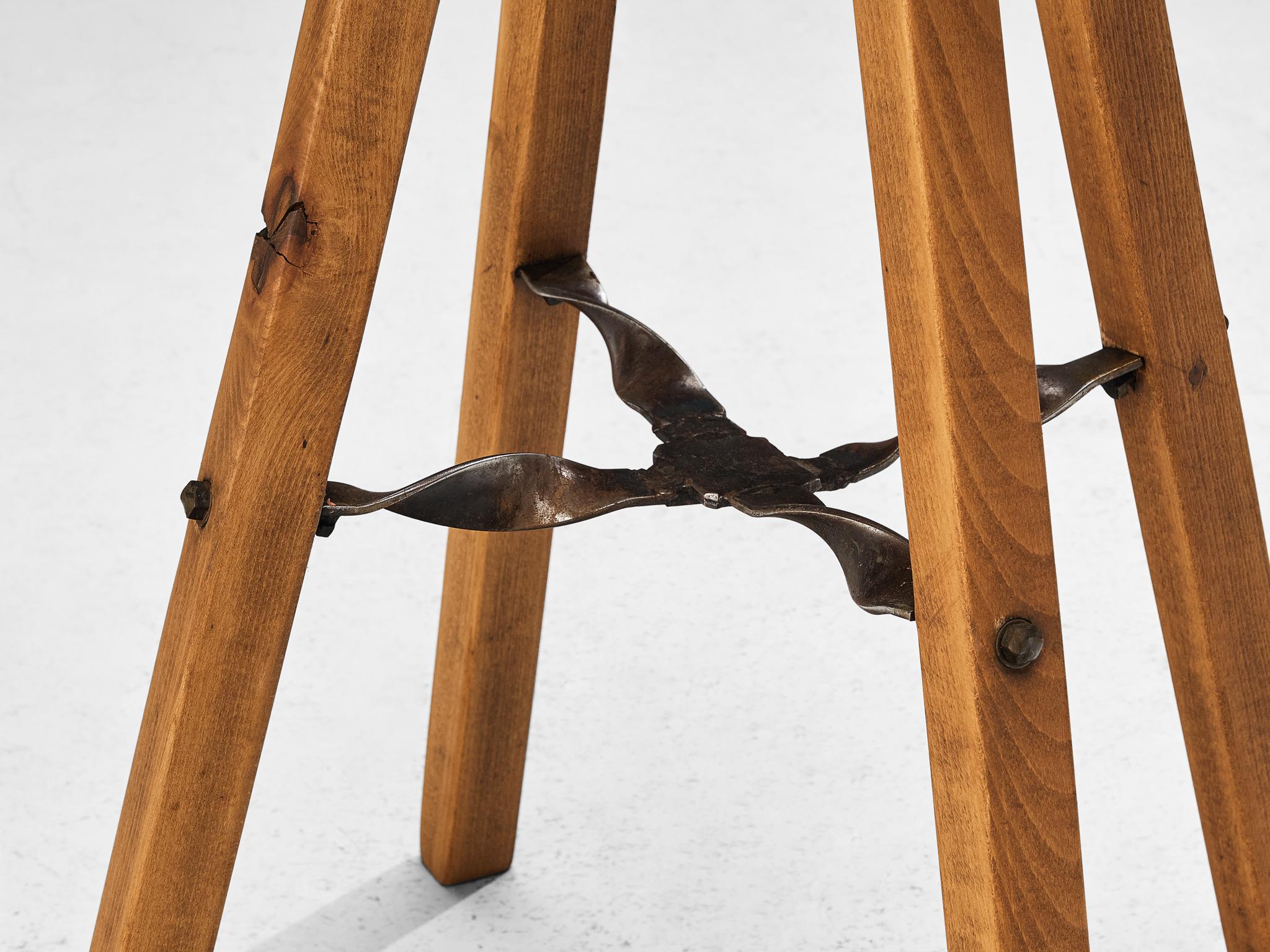 Mobichalet Brutalist Bar Stools in Blond Pine Wood and Iron seating Morentz