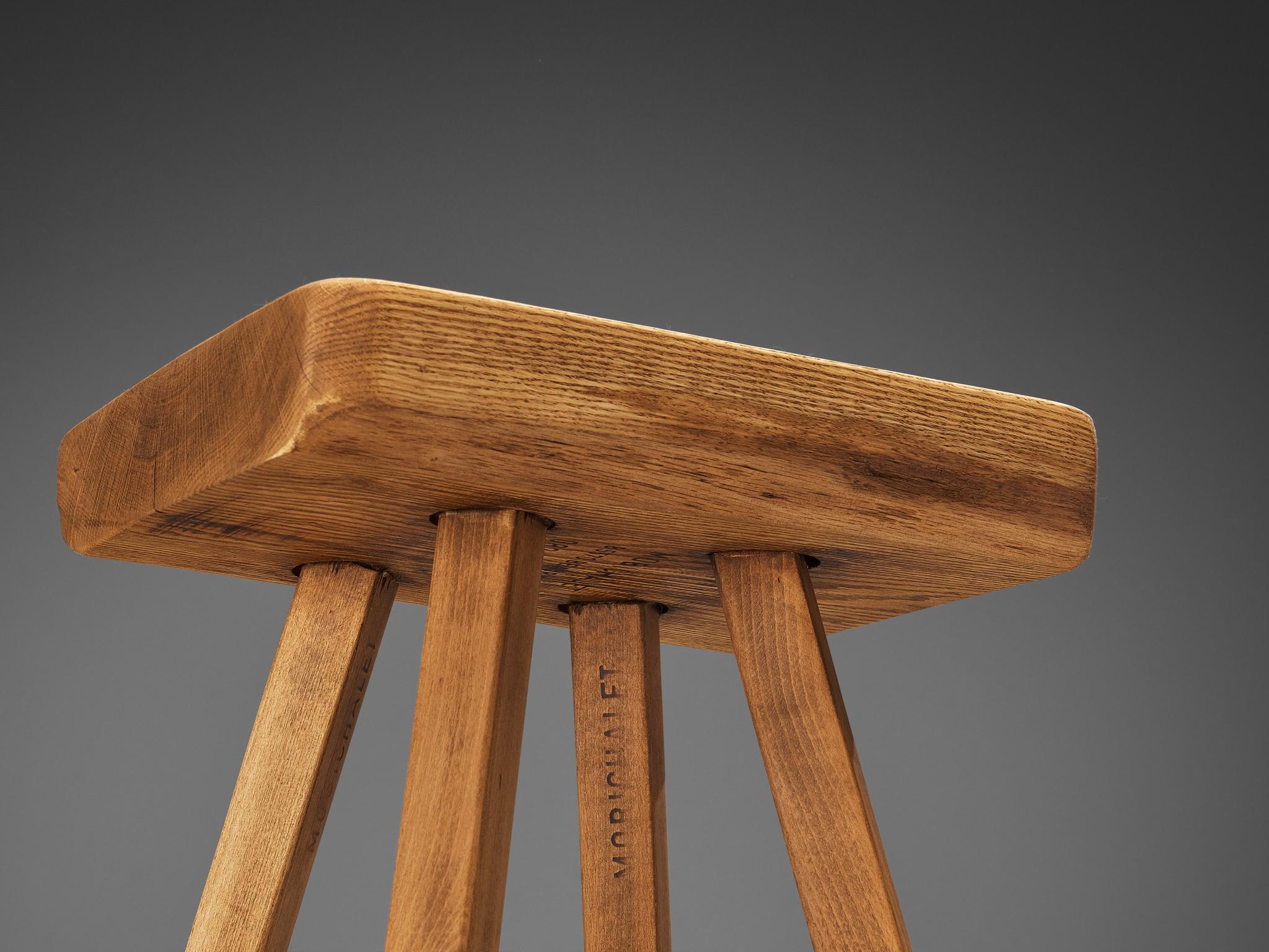 Mobichalet Brutalist Bar Stools in Blond Pine Wood and Iron seating Morentz