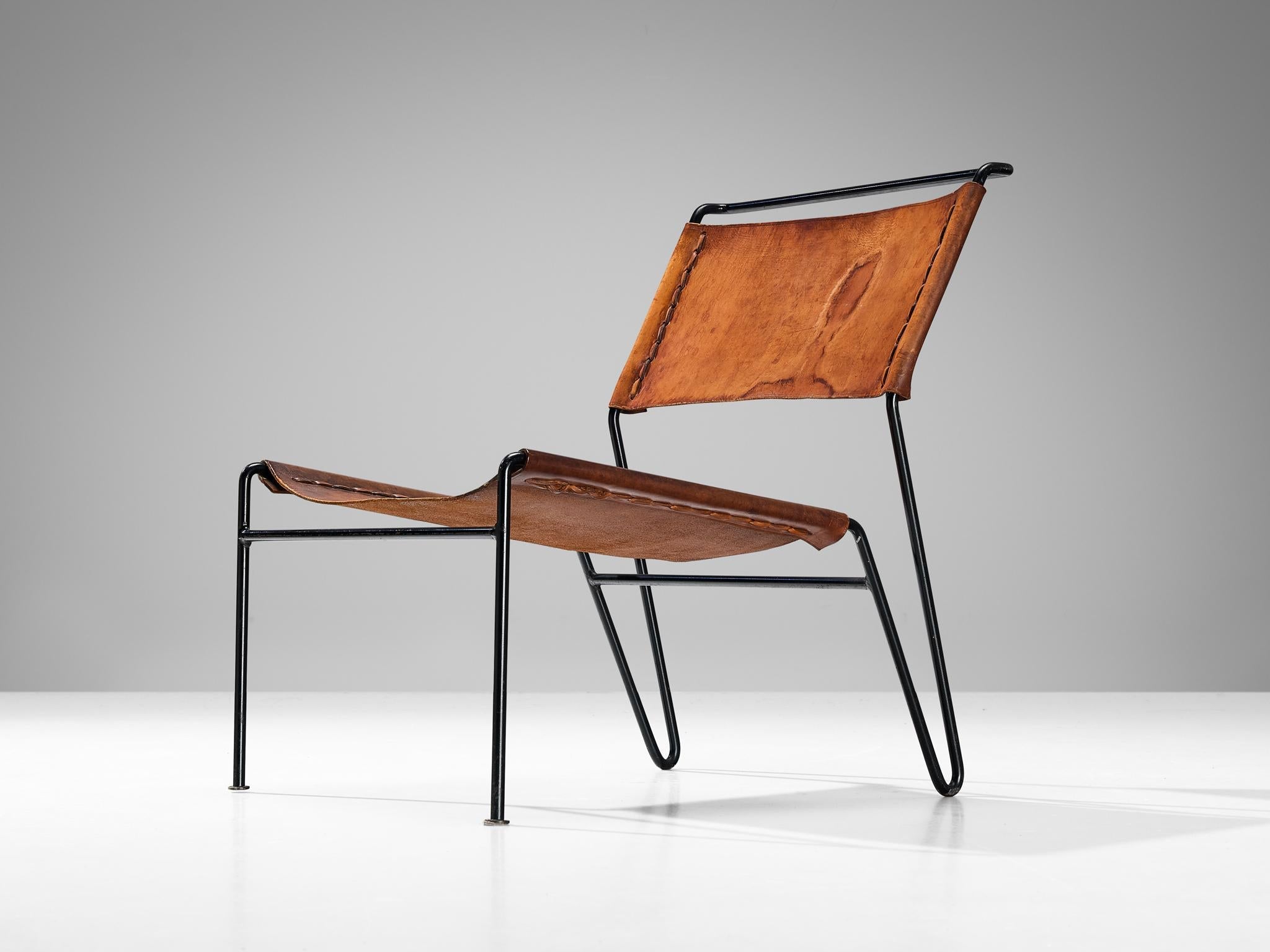 A. Dolleman for Metz & Co Modernist Easy Chair in Cognac Leather