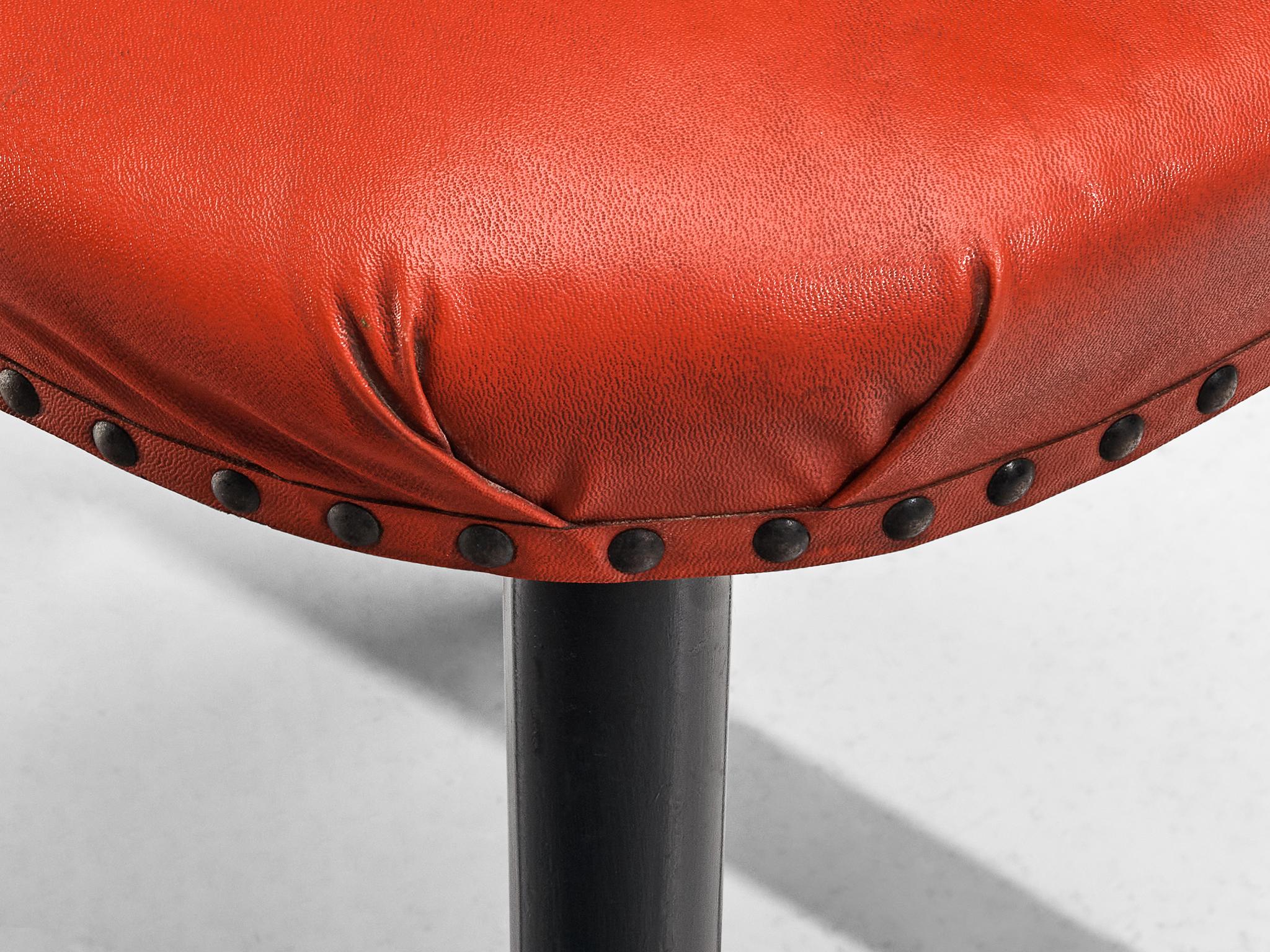 Art Deco Stools in Red Leatherette seating Morentz