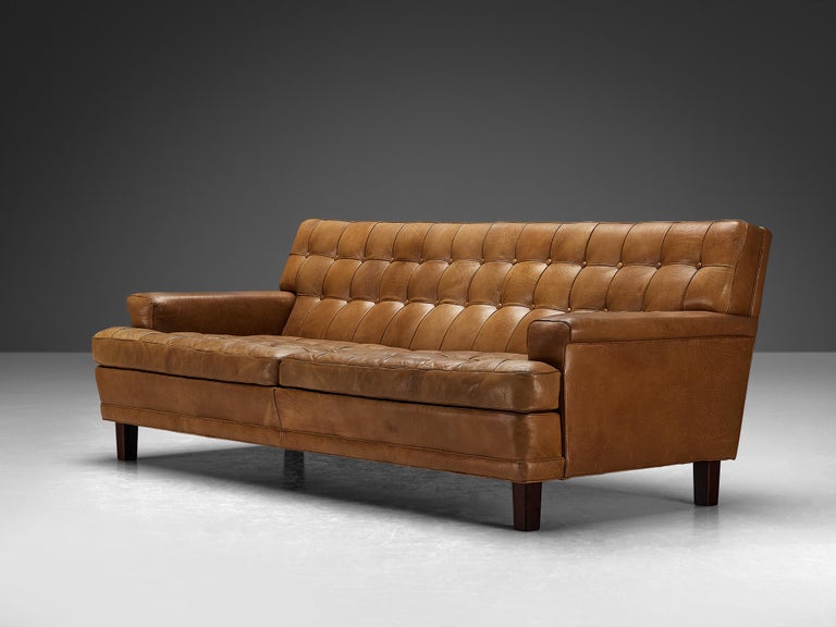 Arne Norell 'Merkur' Sofa in Cognac Leather
