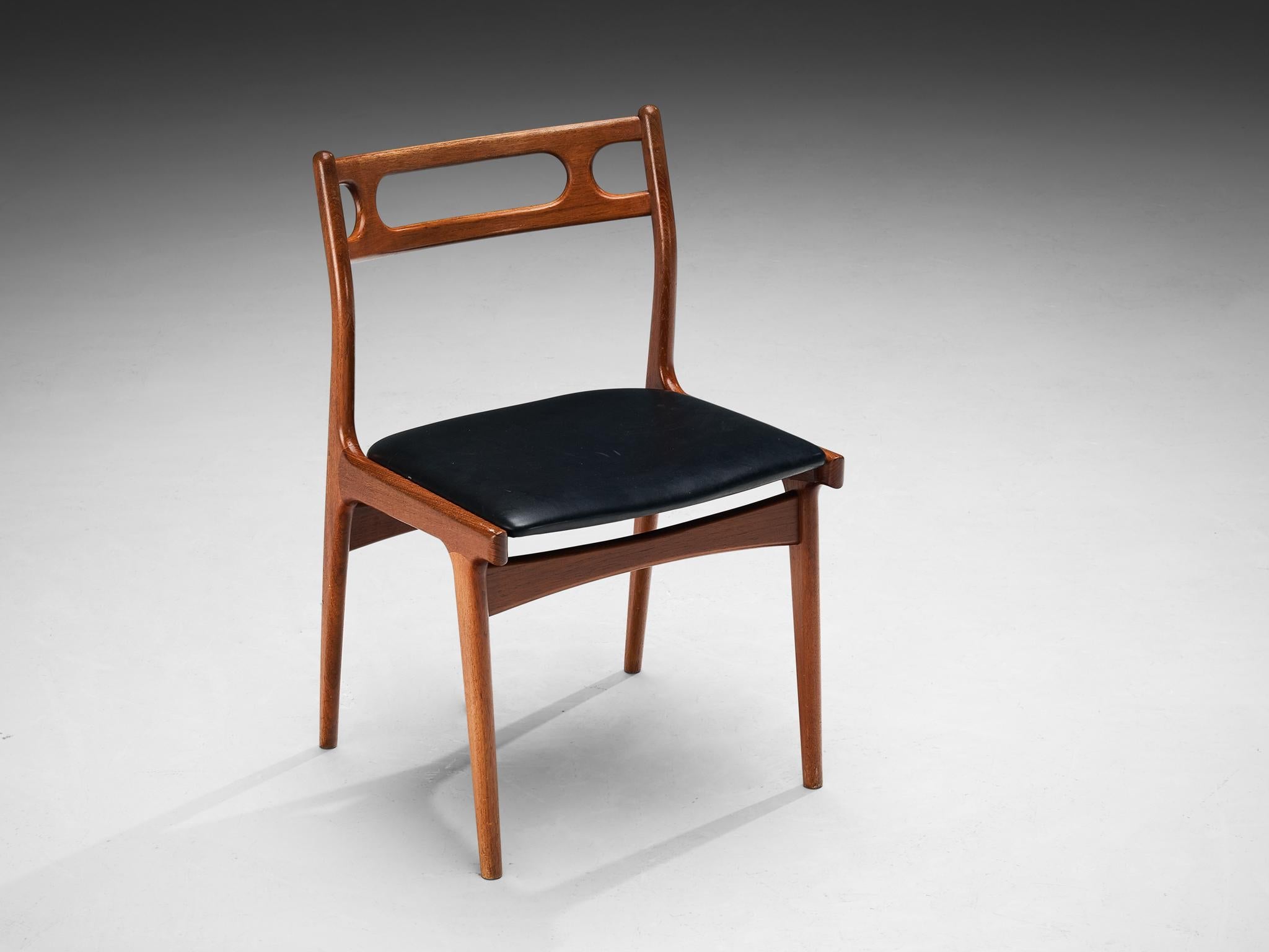 Johannes Andersen Dining Chair in Teak and Black Upholstery seating Morentz