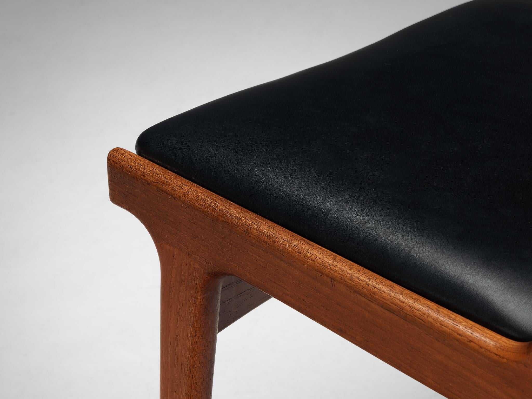 Johannes Andersen Dining Chair in Teak and Black Upholstery seating Morentz