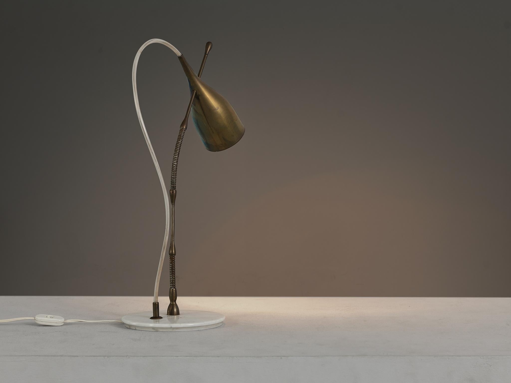 Angelo Lelii for Arredoluce ‘Lucinella’ Table Lamp in Brass and Marble lighting Morentz