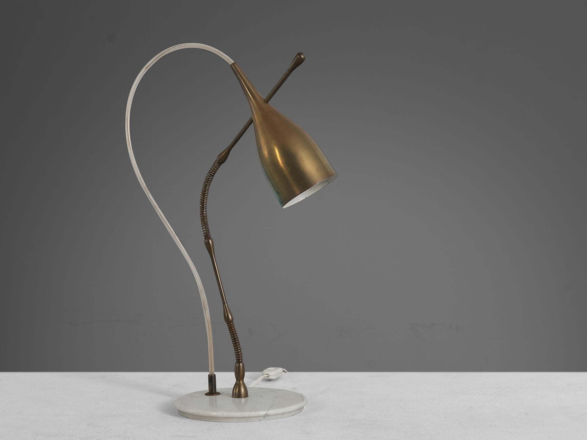 Angelo Lelii for Arredoluce ‘Lucinella’ Table Lamp in Brass and Marble lighting Morentz