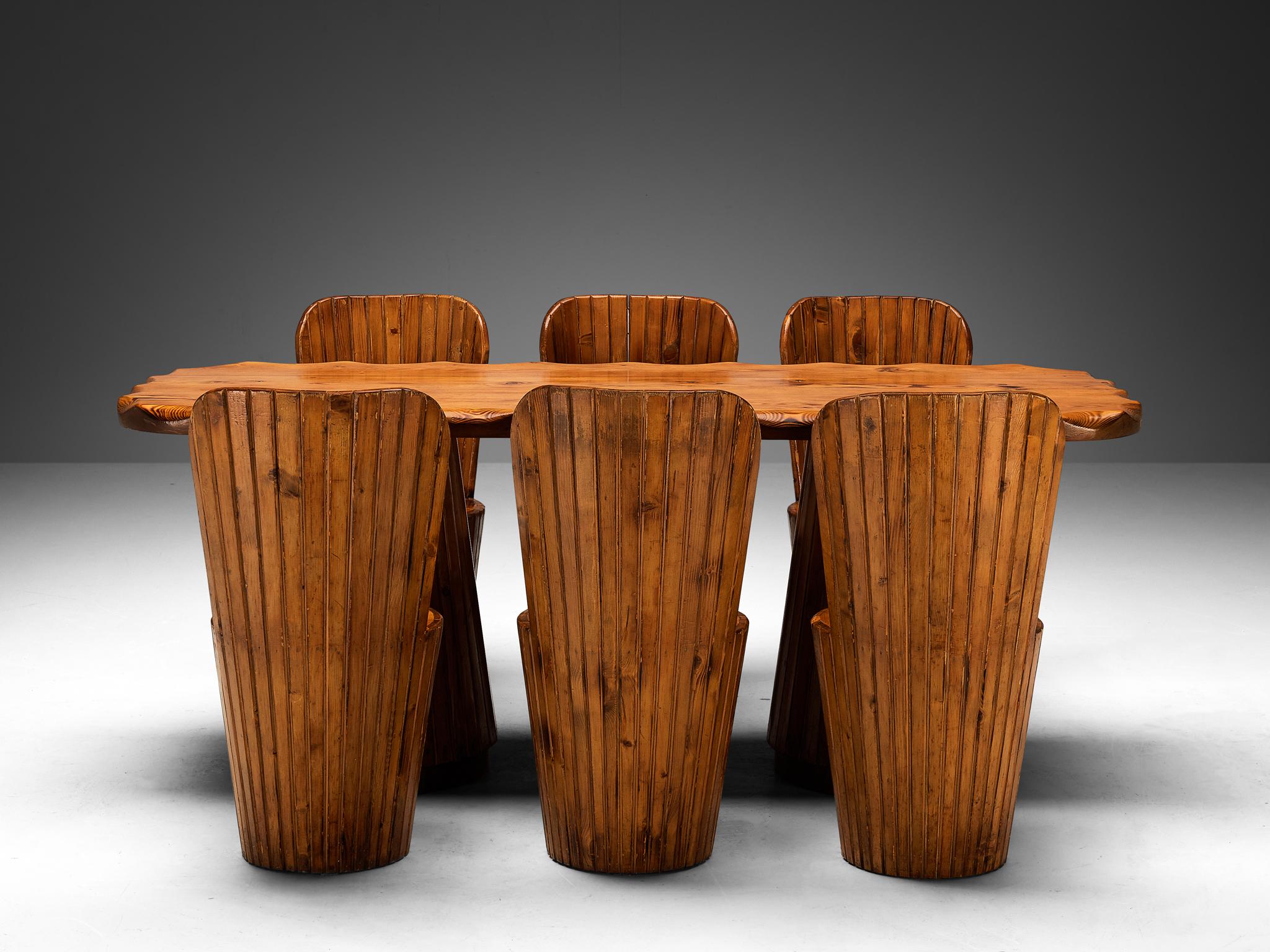 Italian Naturalistic Set of Dining Table and Six Chairs in Pine tables Morentz